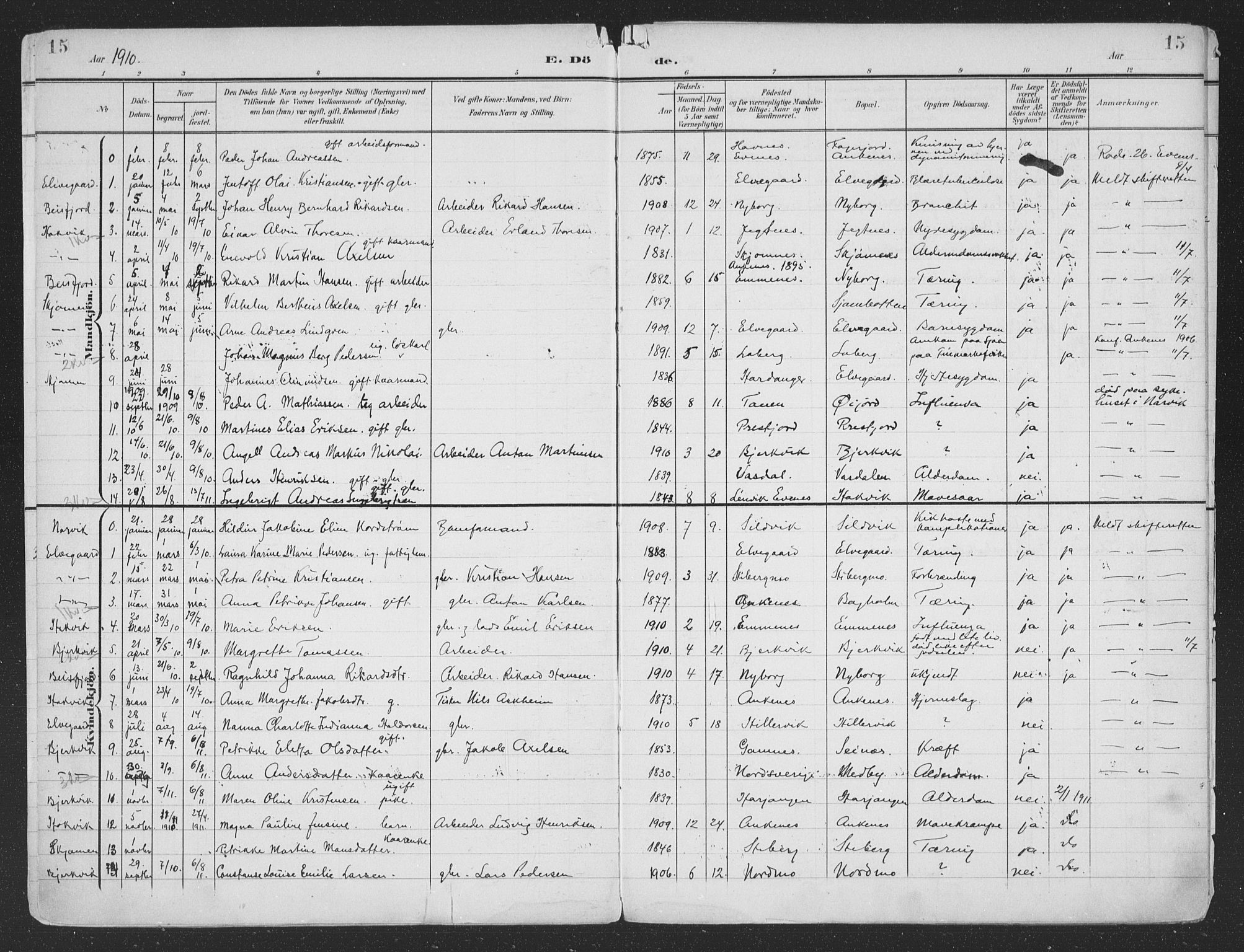 Ministerialprotokoller, klokkerbøker og fødselsregistre - Nordland, SAT/A-1459/866/L0940: Parish register (official) no. 866A03, 1902-1926, p. 15