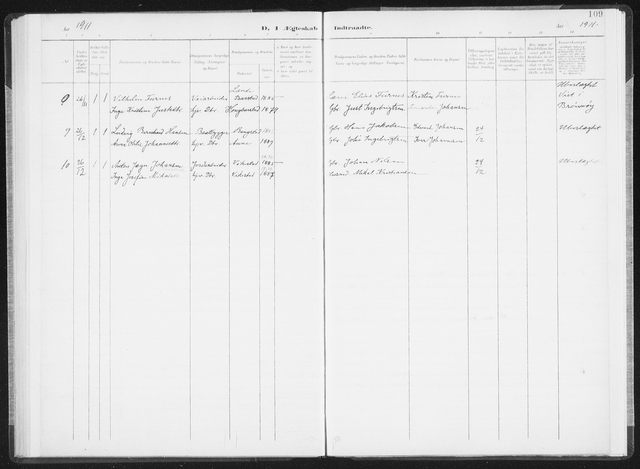 Ministerialprotokoller, klokkerbøker og fødselsregistre - Nordland, AV/SAT-A-1459/810/L0153: Parish register (official) no. 810A12, 1899-1914, p. 109