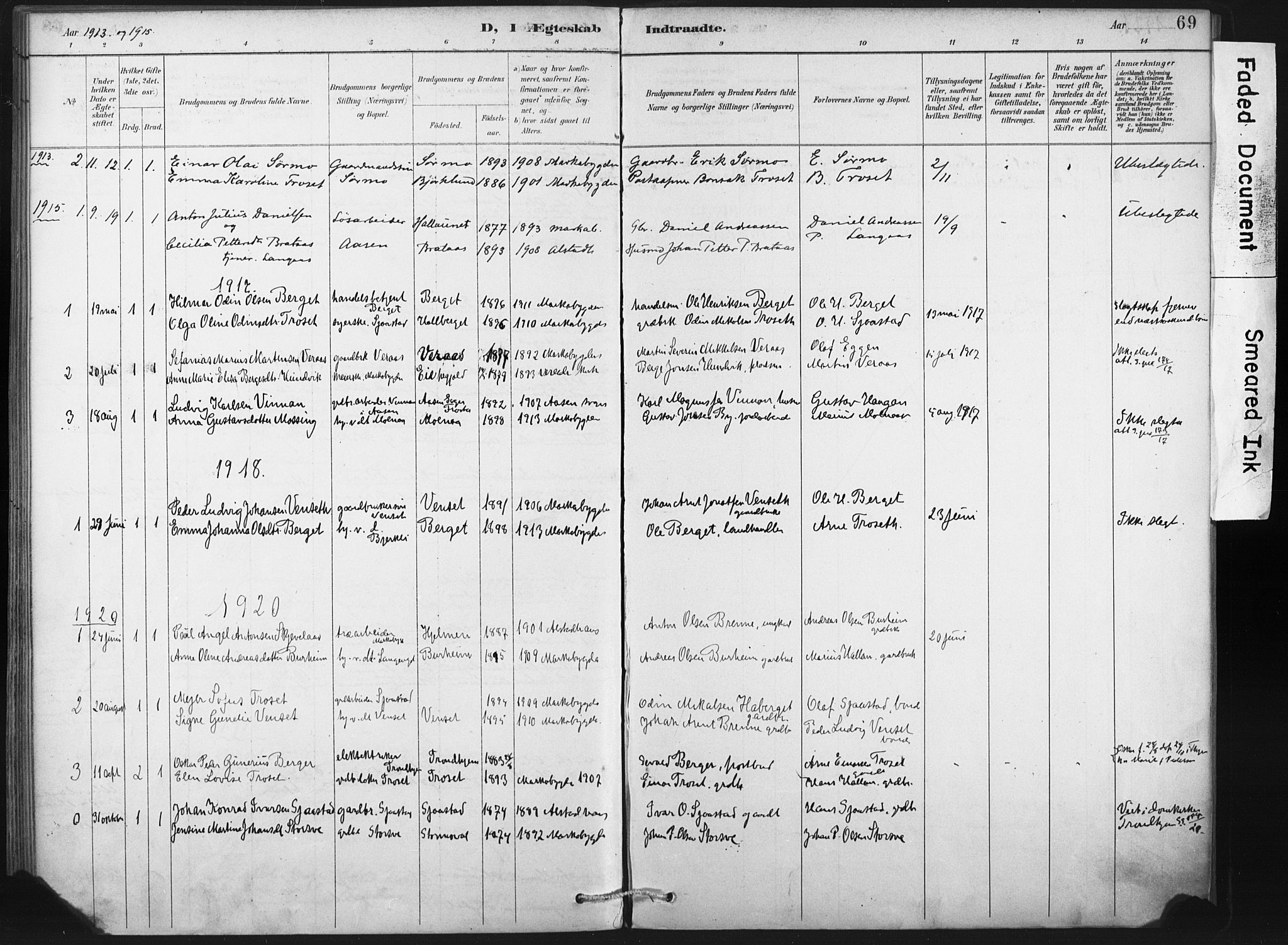 Ministerialprotokoller, klokkerbøker og fødselsregistre - Nord-Trøndelag, SAT/A-1458/718/L0175: Parish register (official) no. 718A01, 1890-1923, p. 69