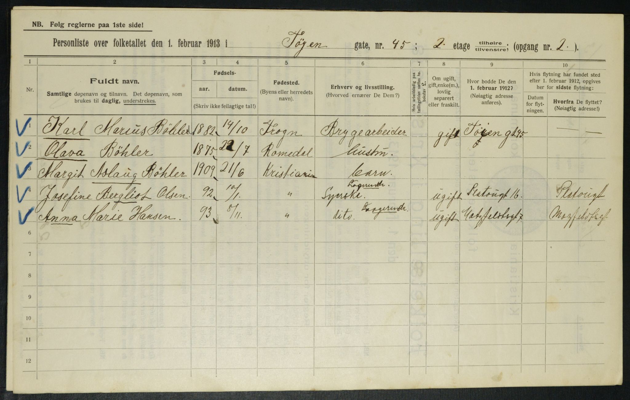 OBA, Municipal Census 1913 for Kristiania, 1913, p. 118628