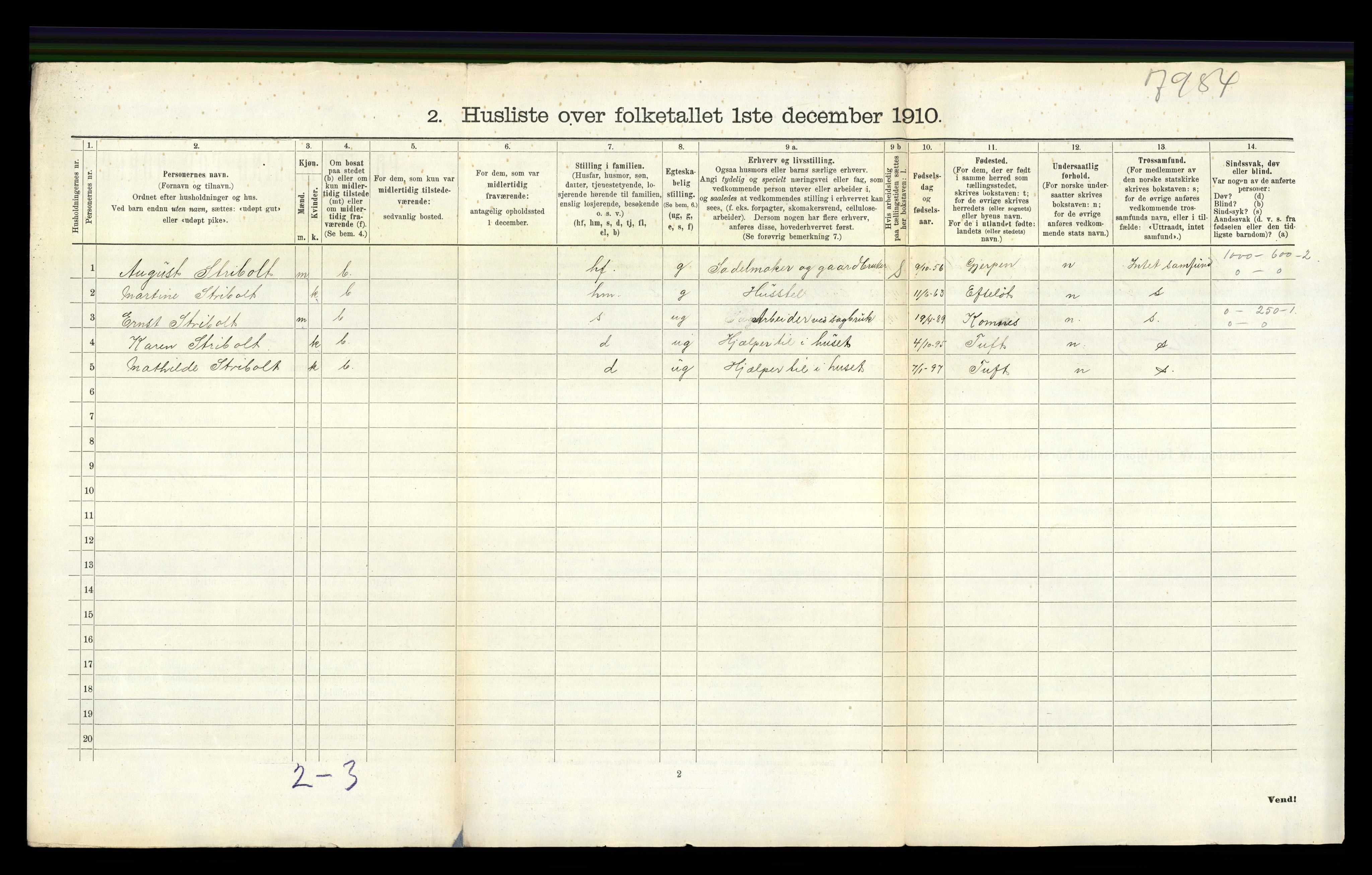 RA, 1910 census for Lardal, 1910, p. 765