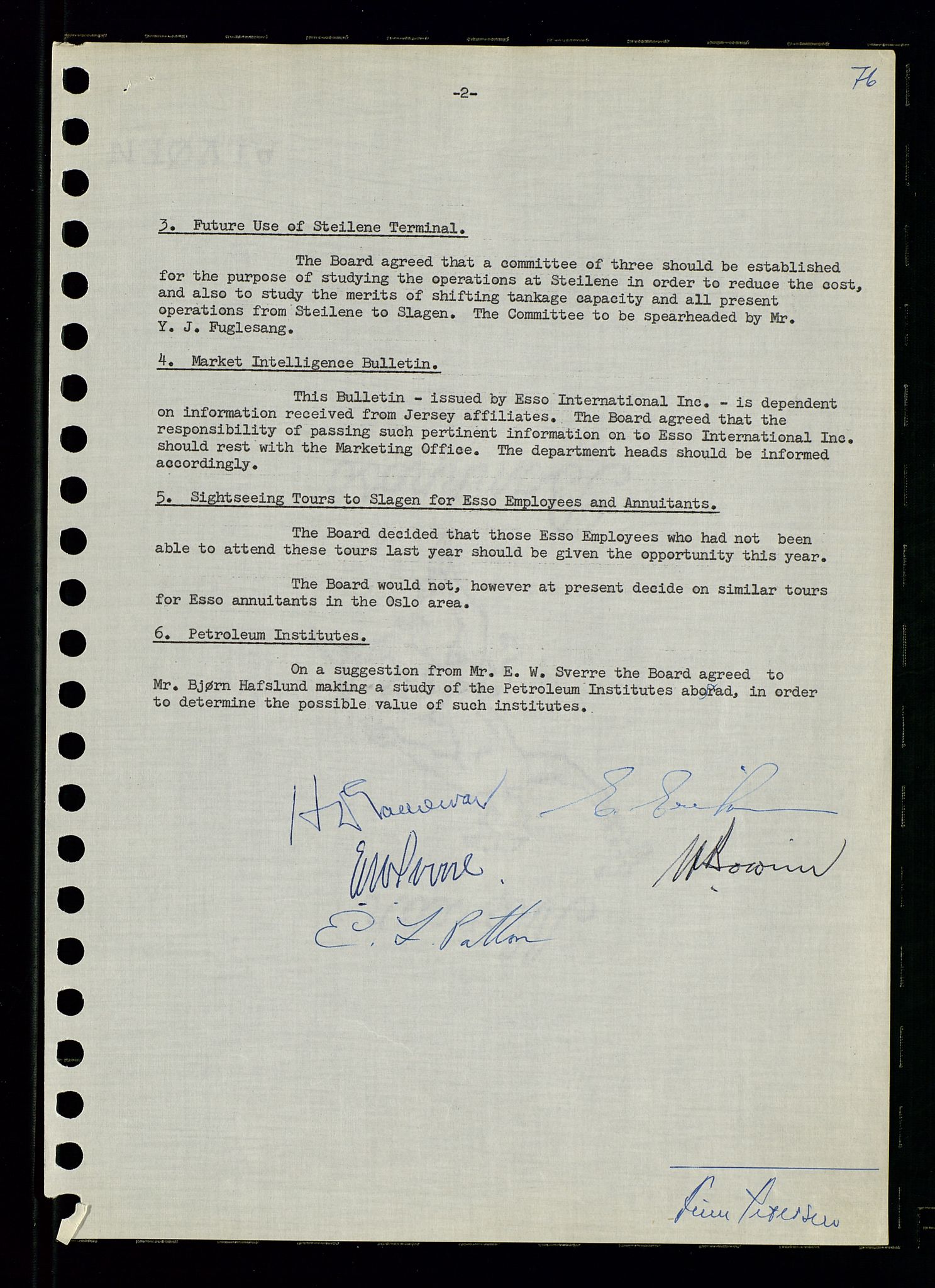 Pa 0982 - Esso Norge A/S, AV/SAST-A-100448/A/Aa/L0001/0003: Den administrerende direksjon Board minutes (styrereferater) / Den administrerende direksjon Board minutes (styrereferater), 1962, p. 76