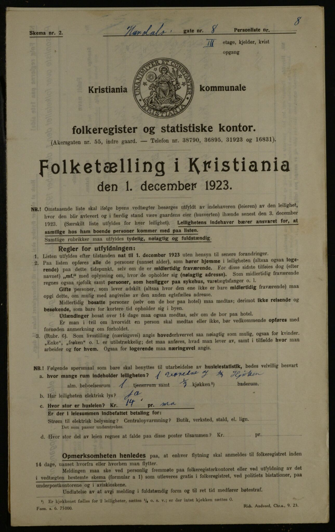 OBA, Municipal Census 1923 for Kristiania, 1923, p. 47139