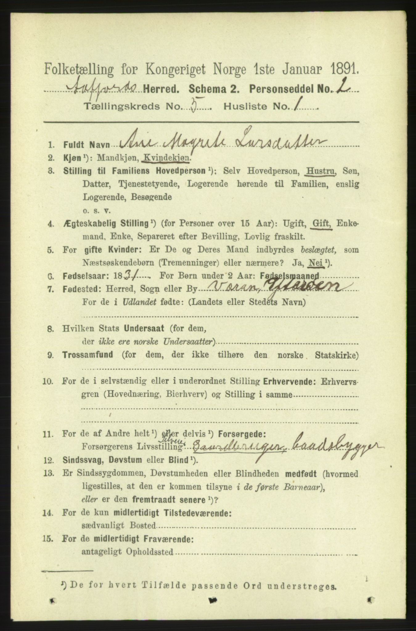 RA, 1891 census for 1630 Åfjord, 1891, p. 1192