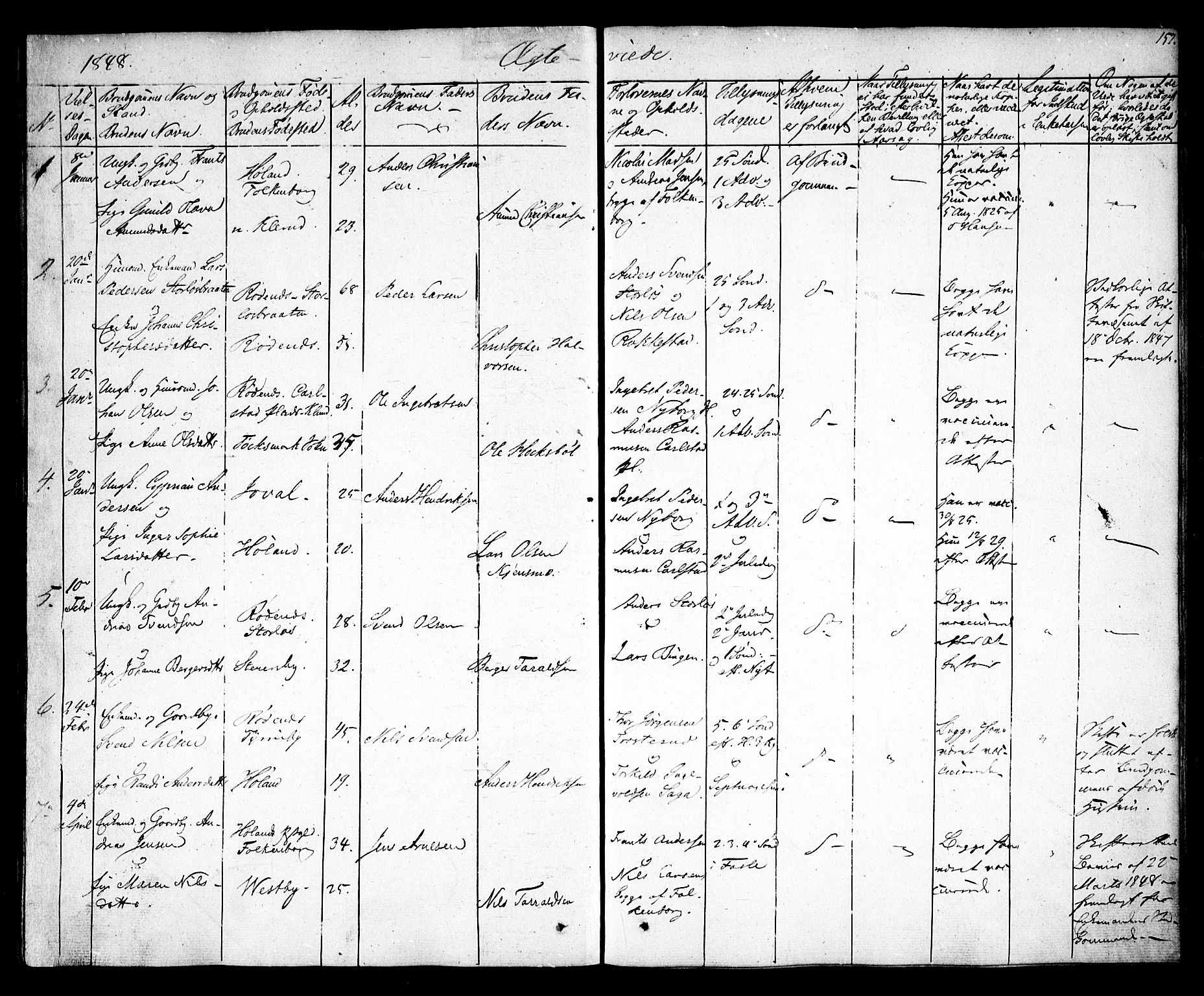 Rødenes prestekontor Kirkebøker, AV/SAO-A-2005/F/Fa/L0005: Parish register (official) no. I 5, 1838-1849, p. 157