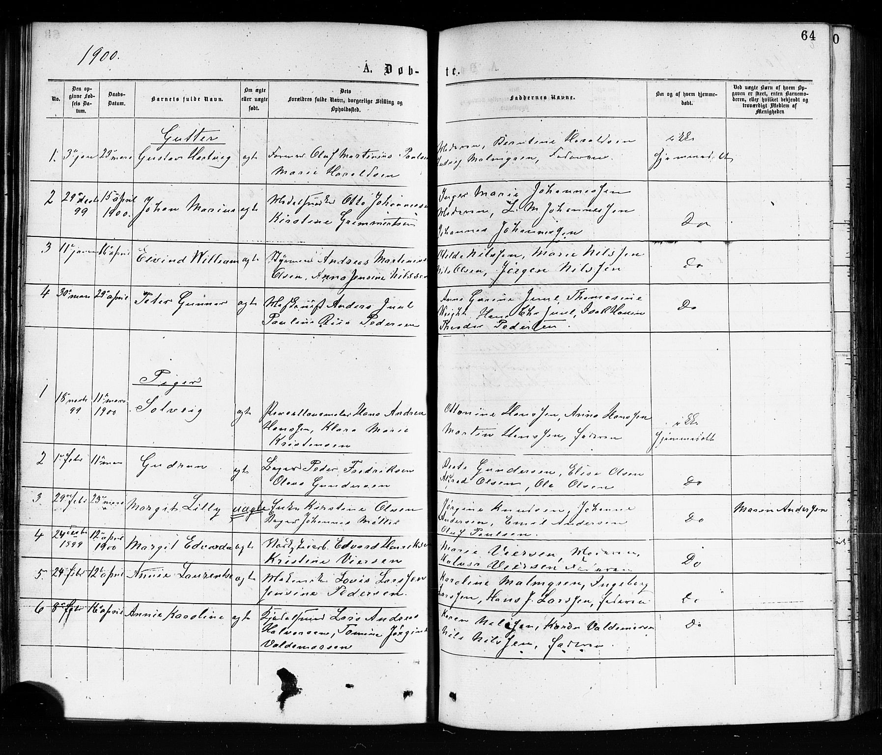 Porsgrunn kirkebøker , SAKO/A-104/G/Ga/L0003: Parish register (copy) no. I 3, 1877-1915, p. 64