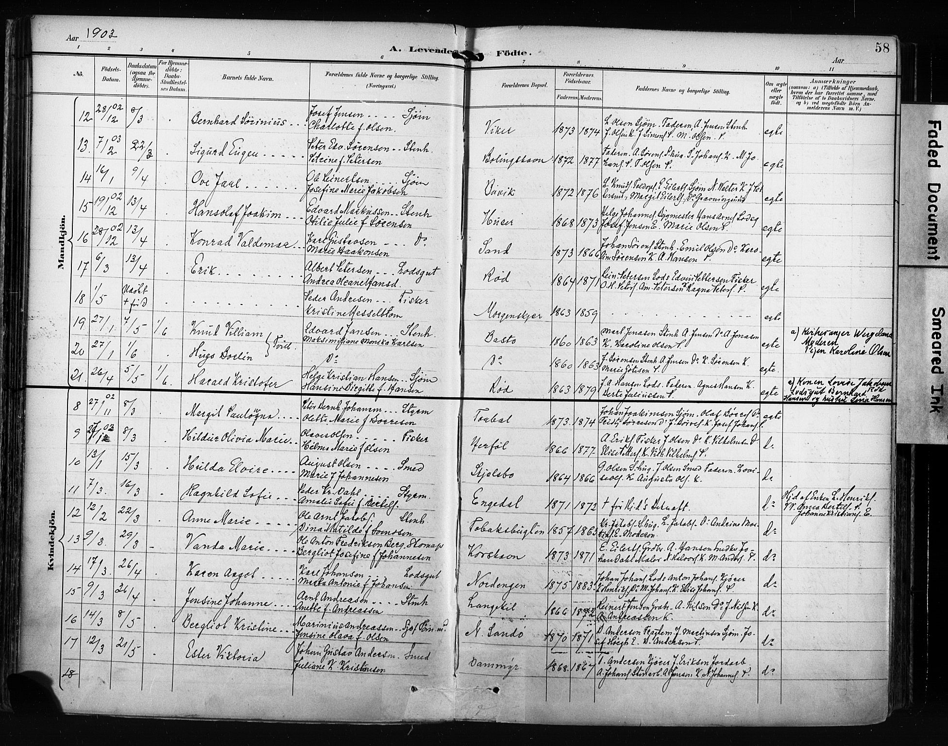 Hvaler prestekontor Kirkebøker, AV/SAO-A-2001/F/Fa/L0009: Parish register (official) no. I 9, 1895-1906, p. 58