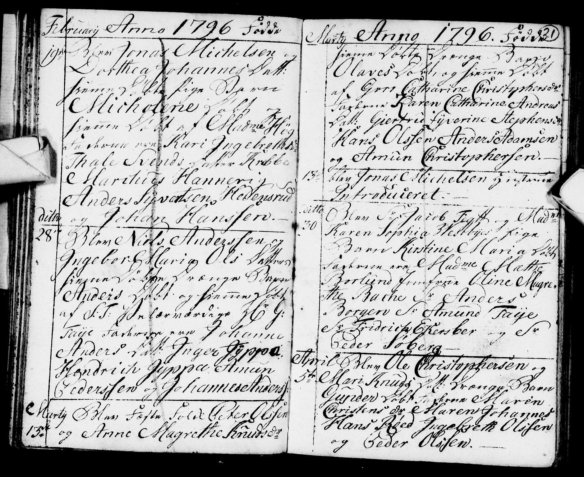 Strømsø kirkebøker, AV/SAKO-A-246/F/Fb/L0003: Parish register (official) no. II 3, 1793-1799, p. 21