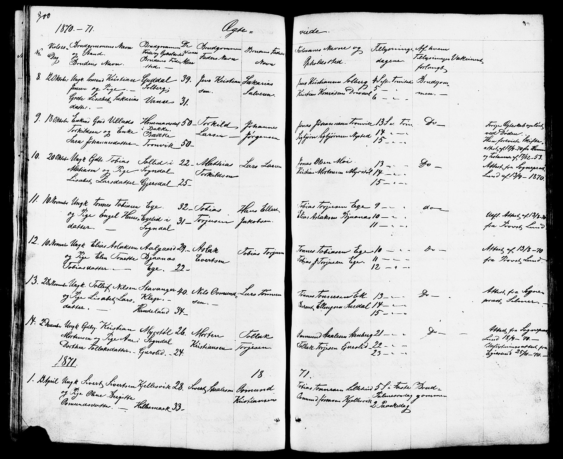 Lund sokneprestkontor, AV/SAST-A-101809/S07/L0003: Parish register (copy) no. B 3, 1848-1885, p. 300