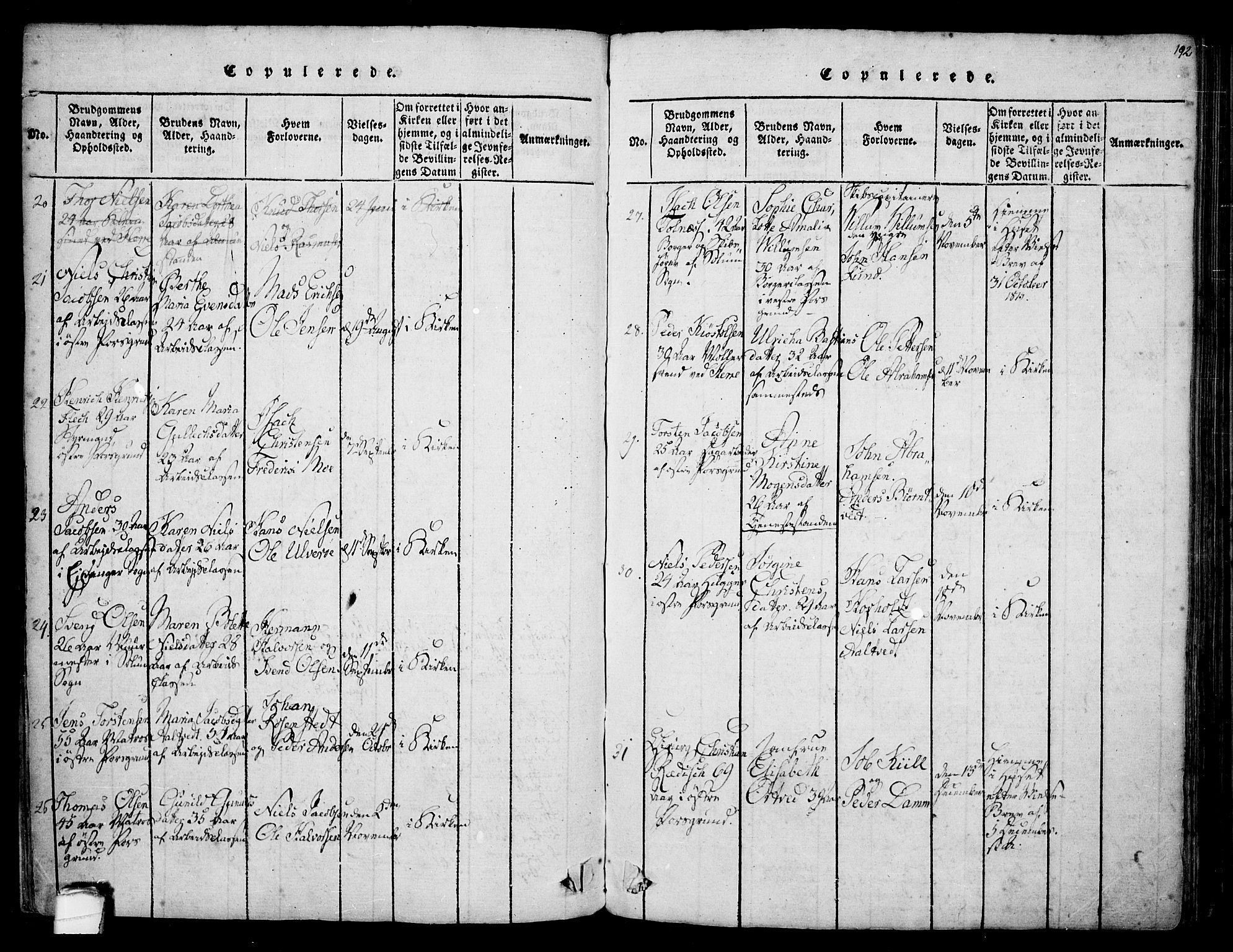 Porsgrunn kirkebøker , SAKO/A-104/F/Fa/L0004: Parish register (official) no. 4, 1814-1828, p. 192