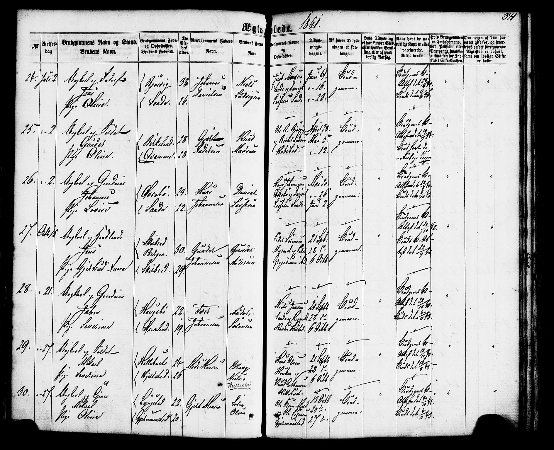 Gaular sokneprestembete, SAB/A-80001/H/Haa: Parish register (official) no. A 5, 1860-1881, p. 341