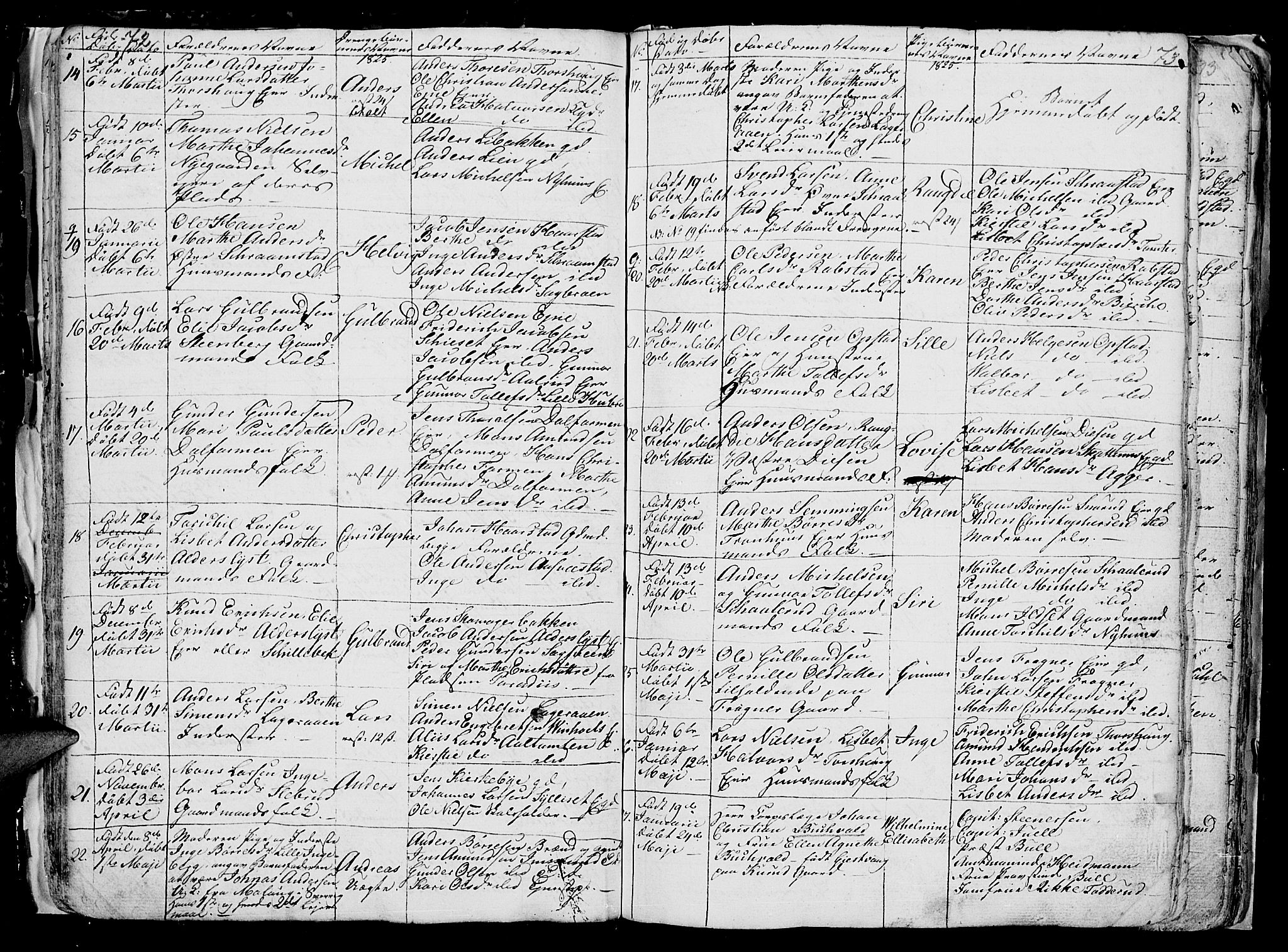 Vang prestekontor, Hedmark, AV/SAH-PREST-008/H/Ha/Hab/L0006: Parish register (copy) no. 6, 1819-1832, p. 72-73