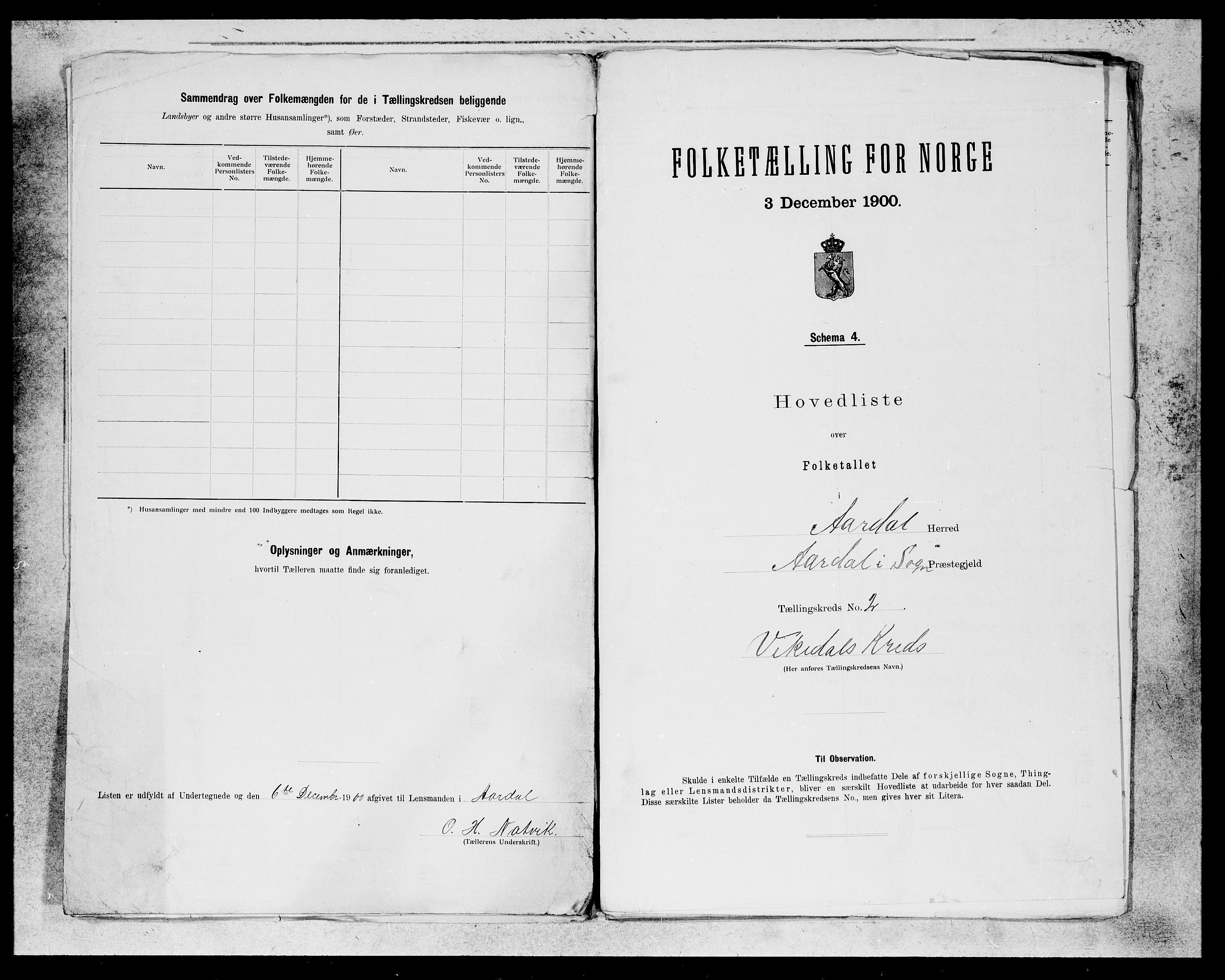 SAB, 1900 census for Årdal, 1900, p. 3