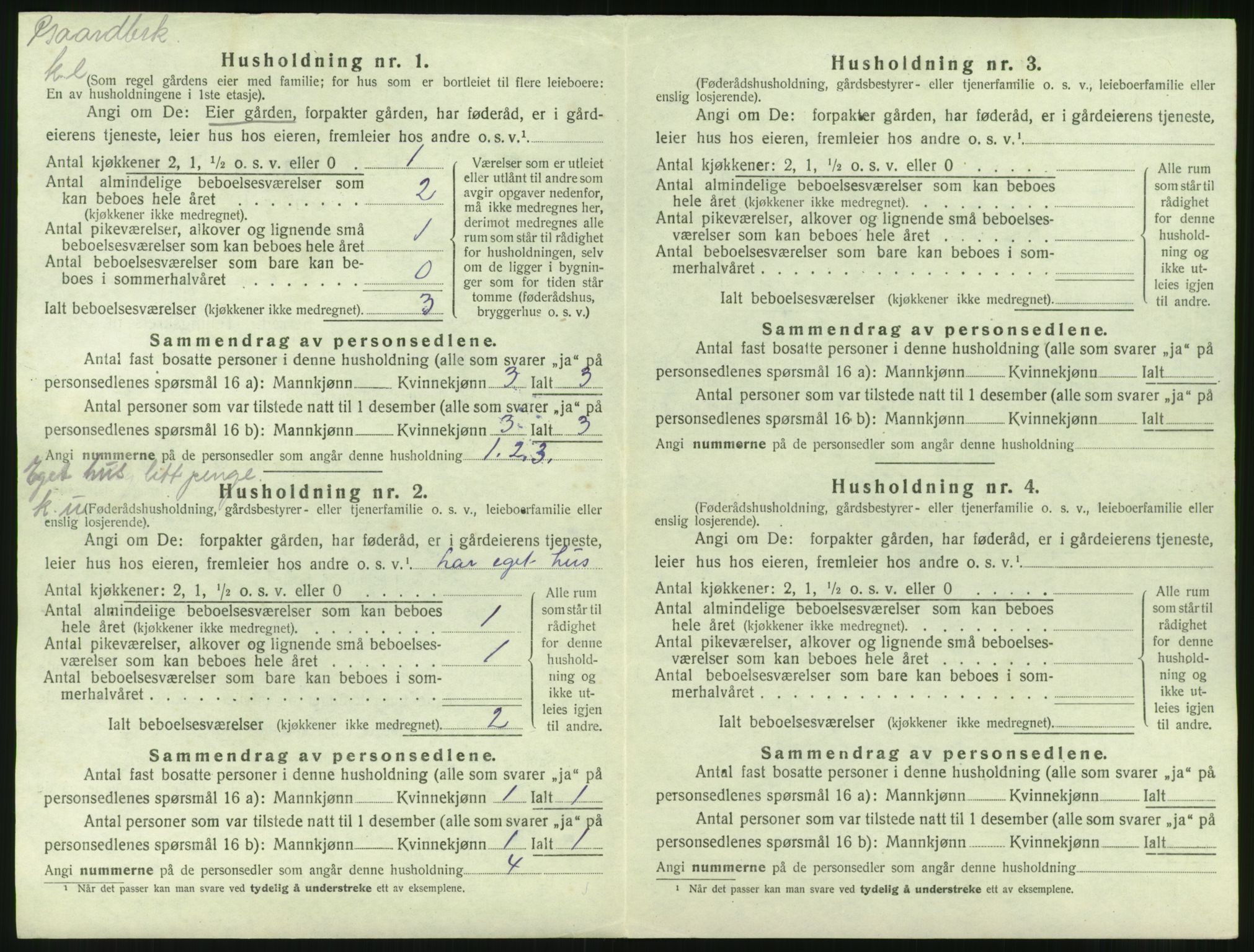 SAST, 1920 census for Sauda, 1920, p. 49