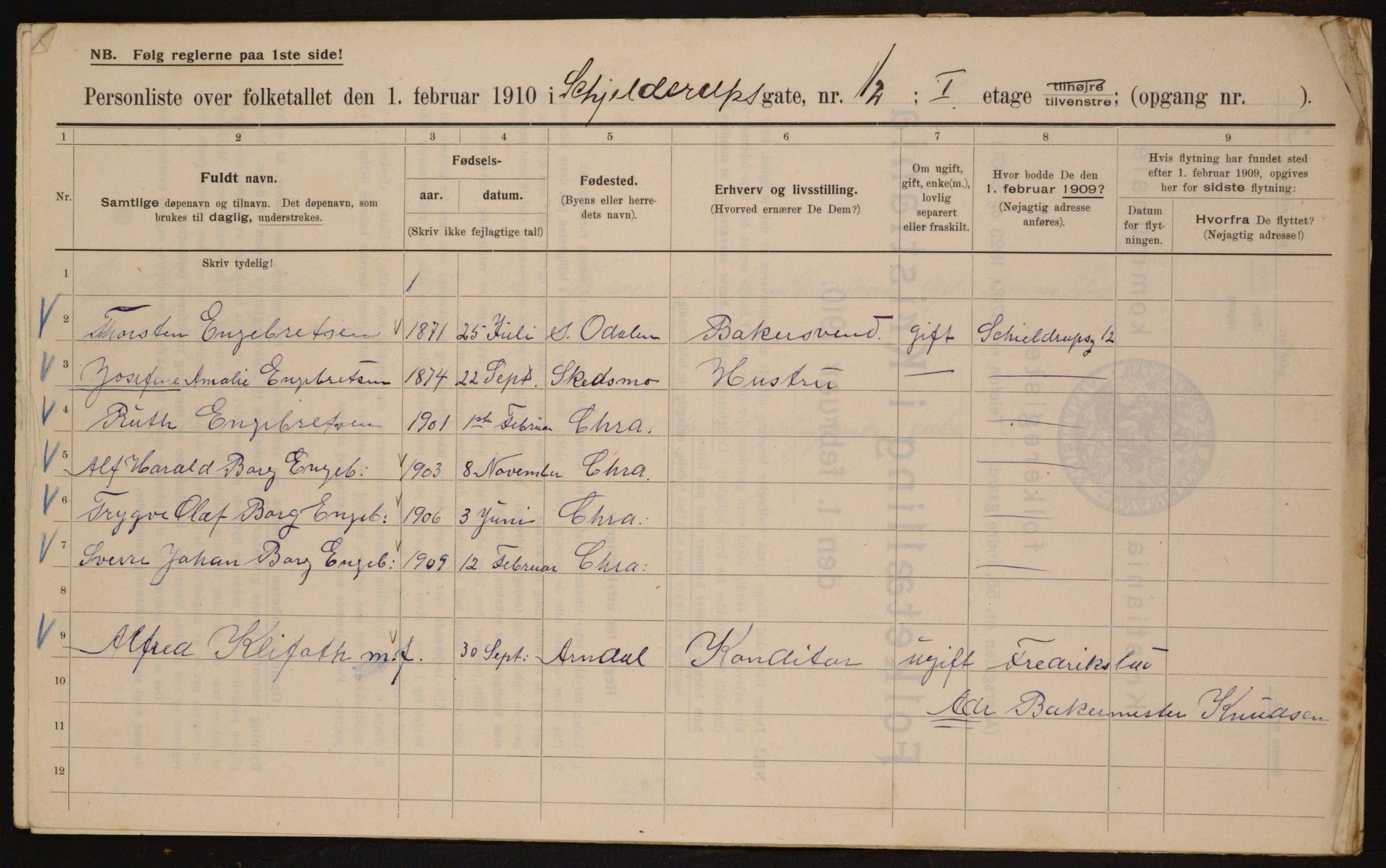 OBA, Municipal Census 1910 for Kristiania, 1910, p. 91375