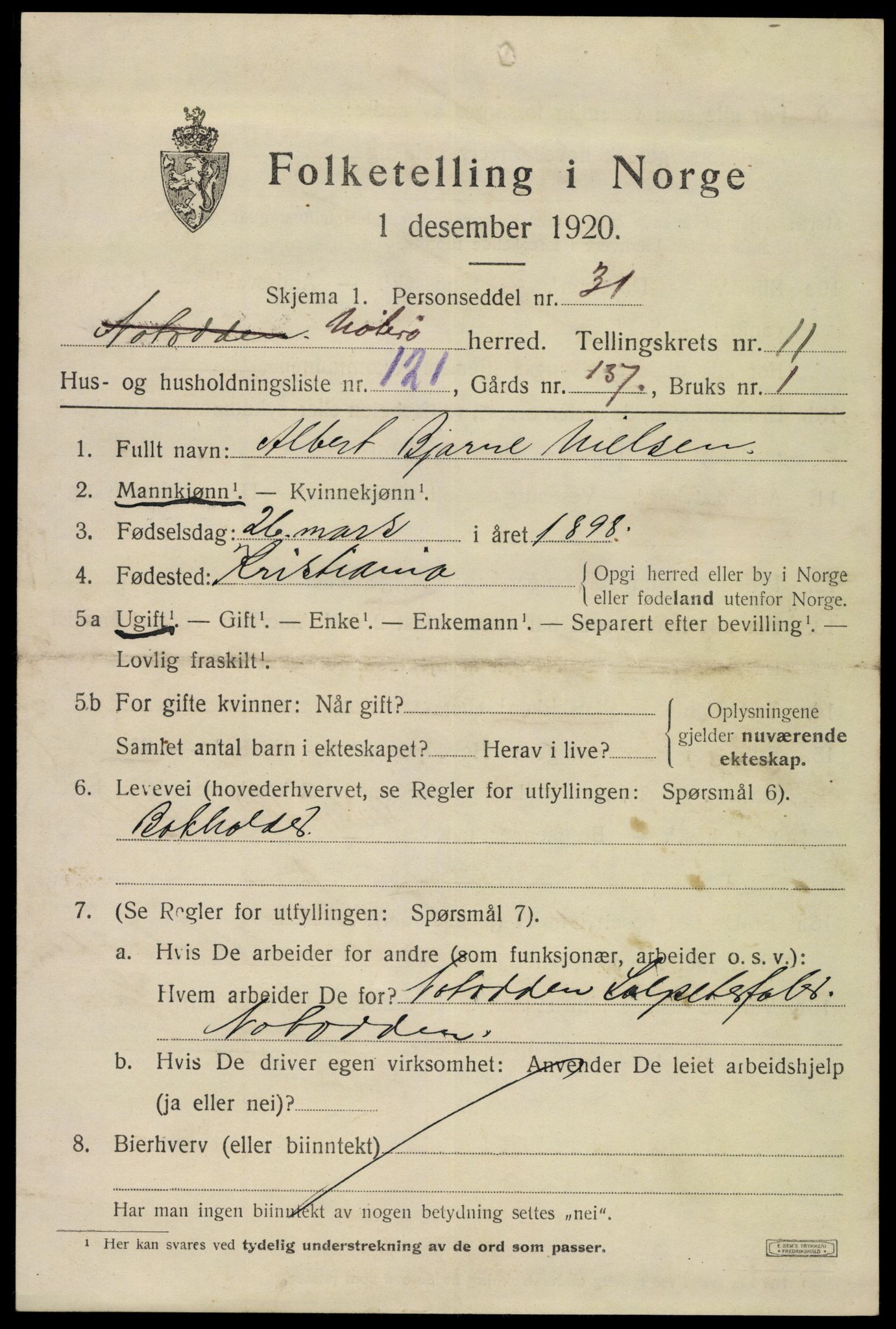 SAKO, 1920 census for Nøtterøy, 1920, p. 14727