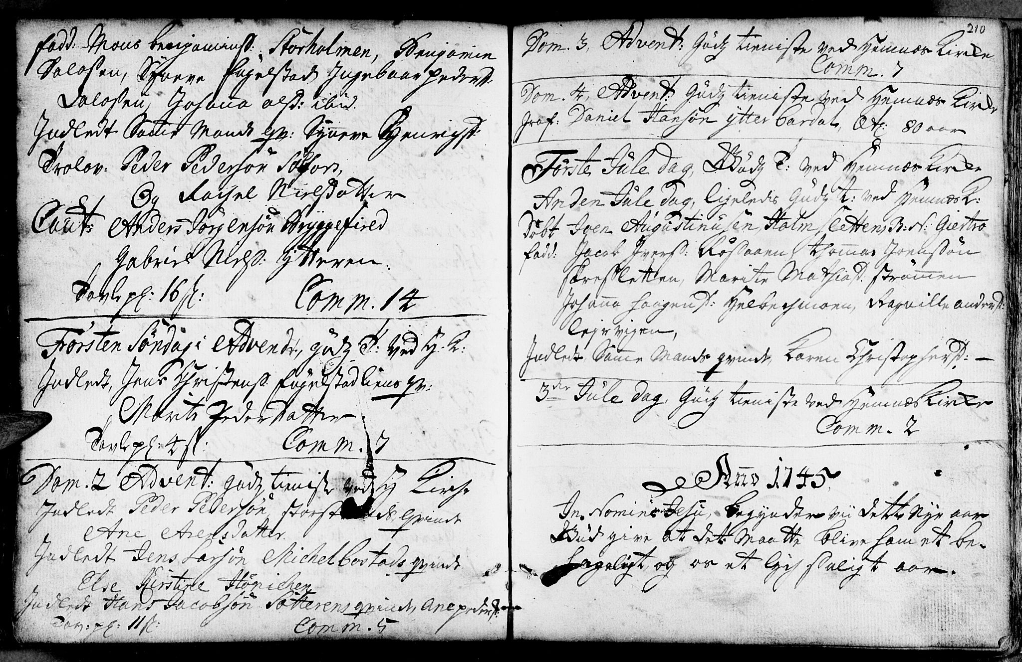 Ministerialprotokoller, klokkerbøker og fødselsregistre - Nordland, SAT/A-1459/825/L0346: Parish register (official) no. 825A02, 1729-1748, p. 210