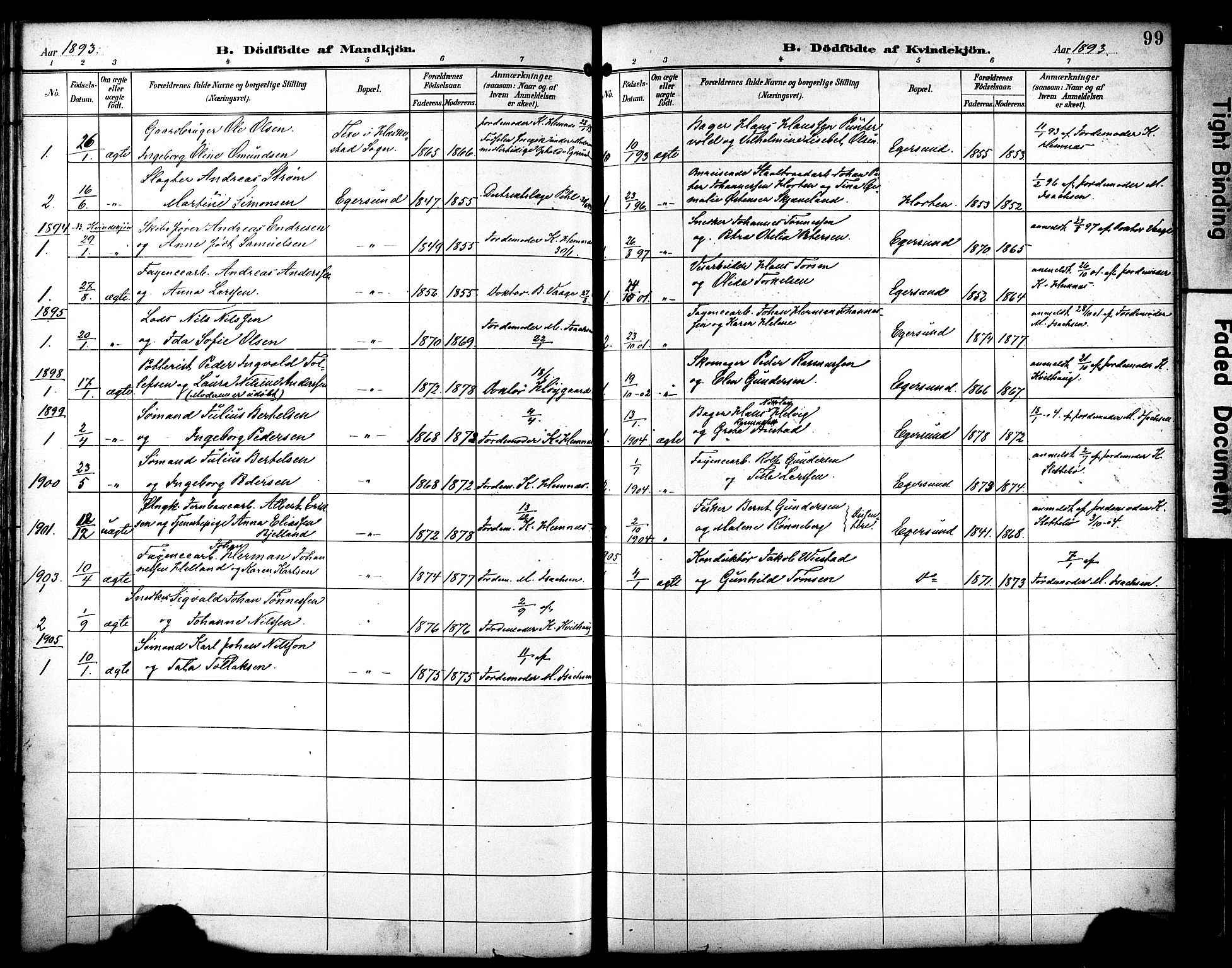 Eigersund sokneprestkontor, AV/SAST-A-101807/S08/L0019: Parish register (official) no. A 18, 1892-1905, p. 99