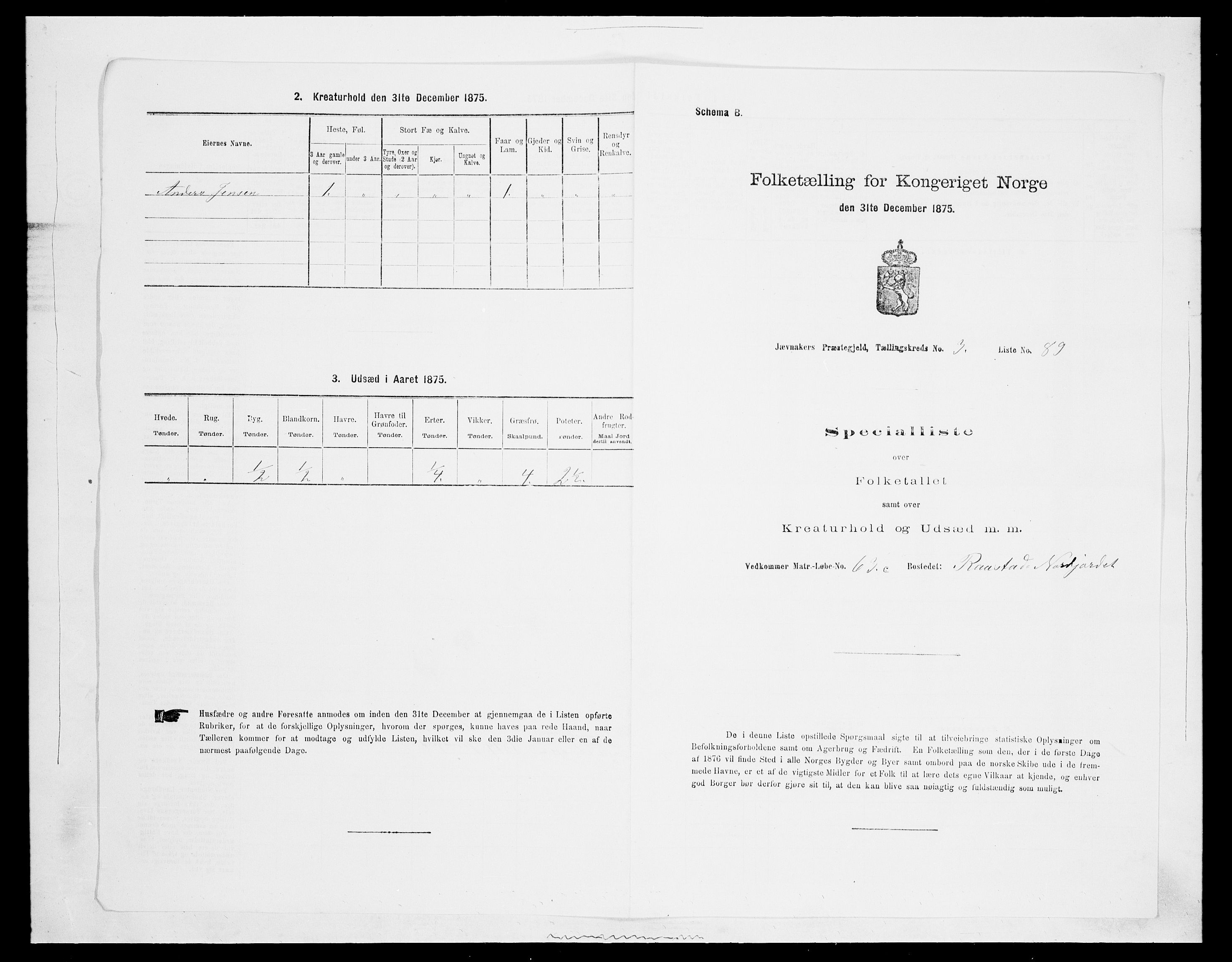 SAH, 1875 census for 0532P Jevnaker, 1875, p. 604