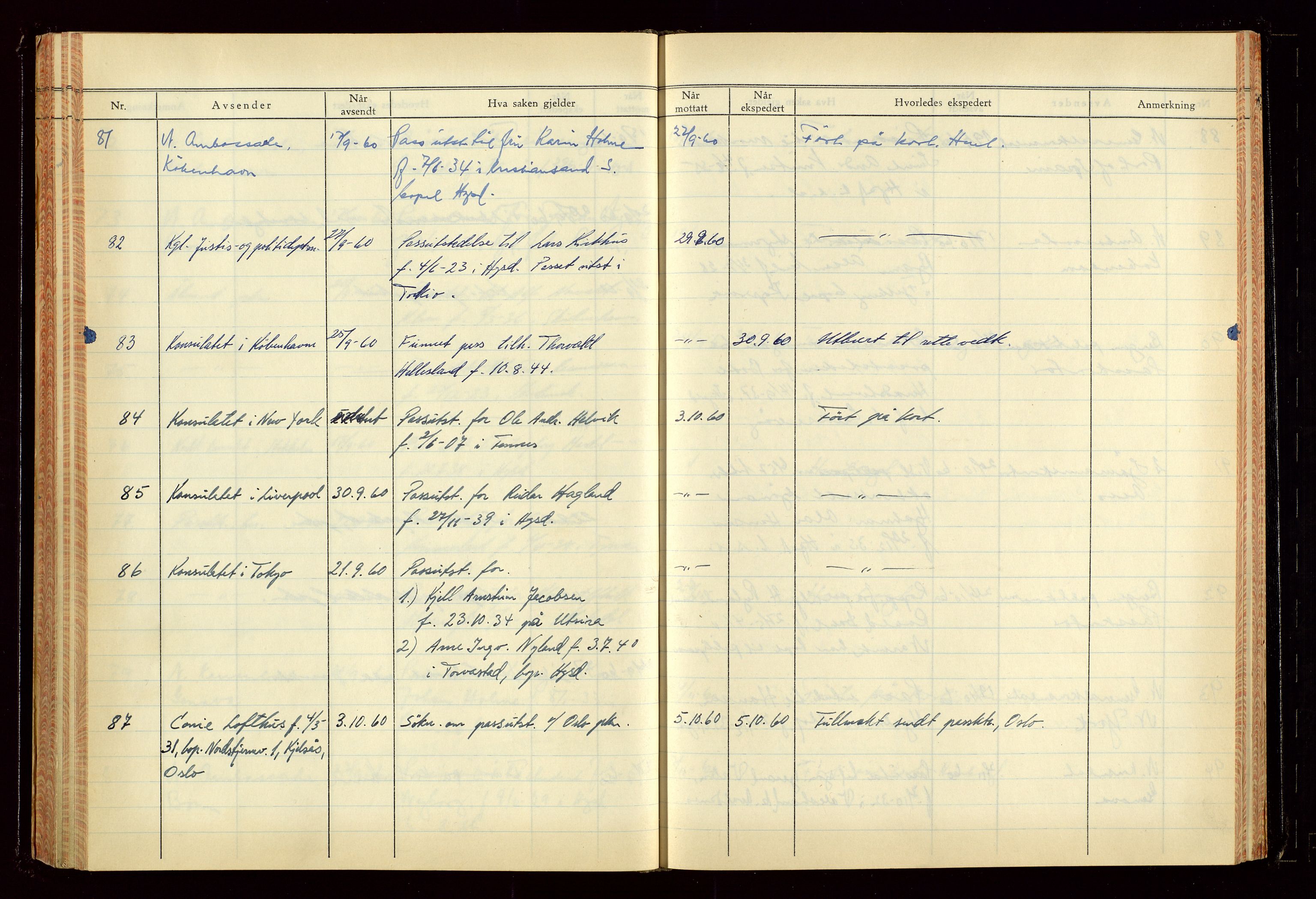 Haugesund politikammer, AV/SAST-A-100440/K/L0007: Passjournal (16 12 53-07 1065), 1953-1965, p. 136