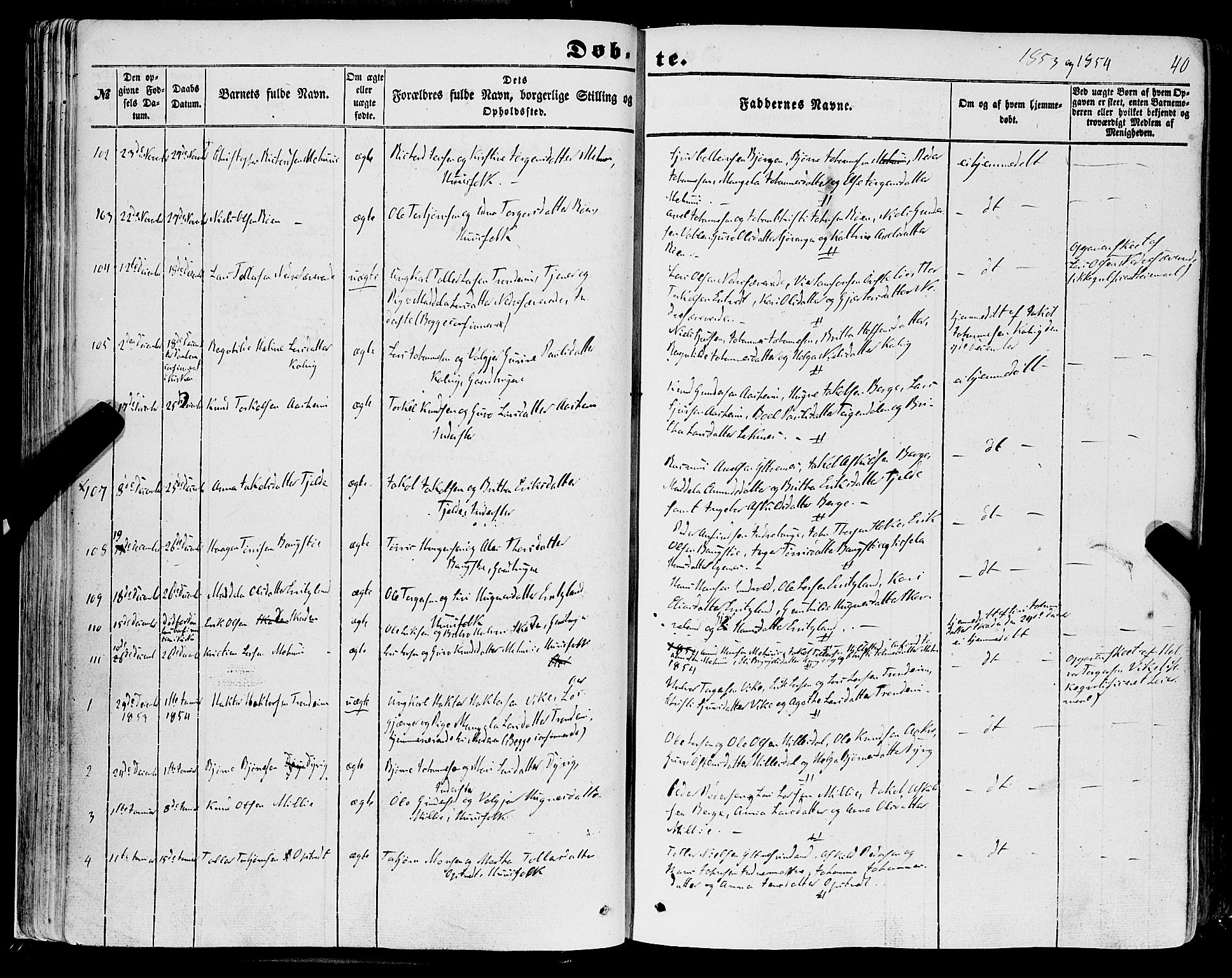 Skånevik sokneprestembete, SAB/A-77801/H/Haa: Parish register (official) no. A 5I, 1848-1869, p. 40