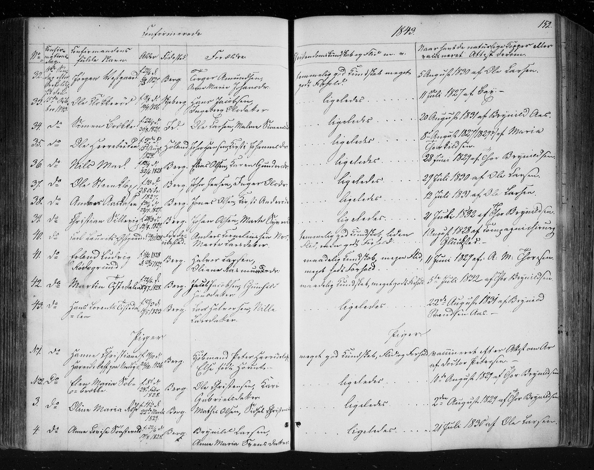 Berg prestekontor Kirkebøker, SAO/A-10902/F/Fa/L0004: Parish register (official) no. I 4, 1843-1860, p. 152