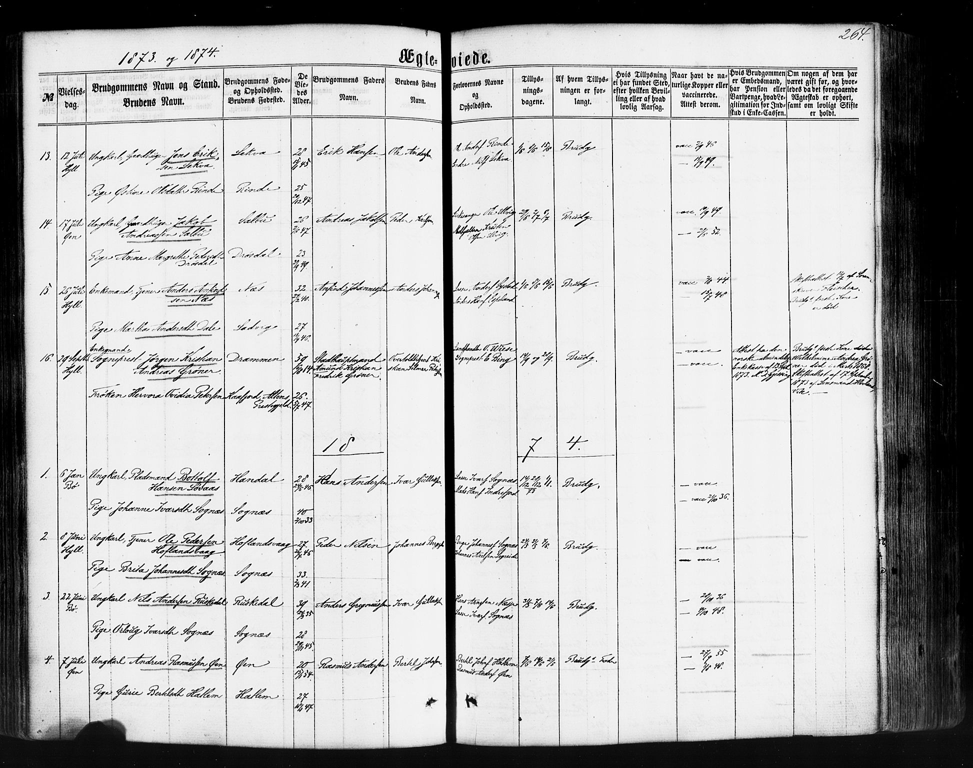 Hyllestad sokneprestembete, SAB/A-80401: Parish register (official) no. A 1, 1861-1886, p. 264