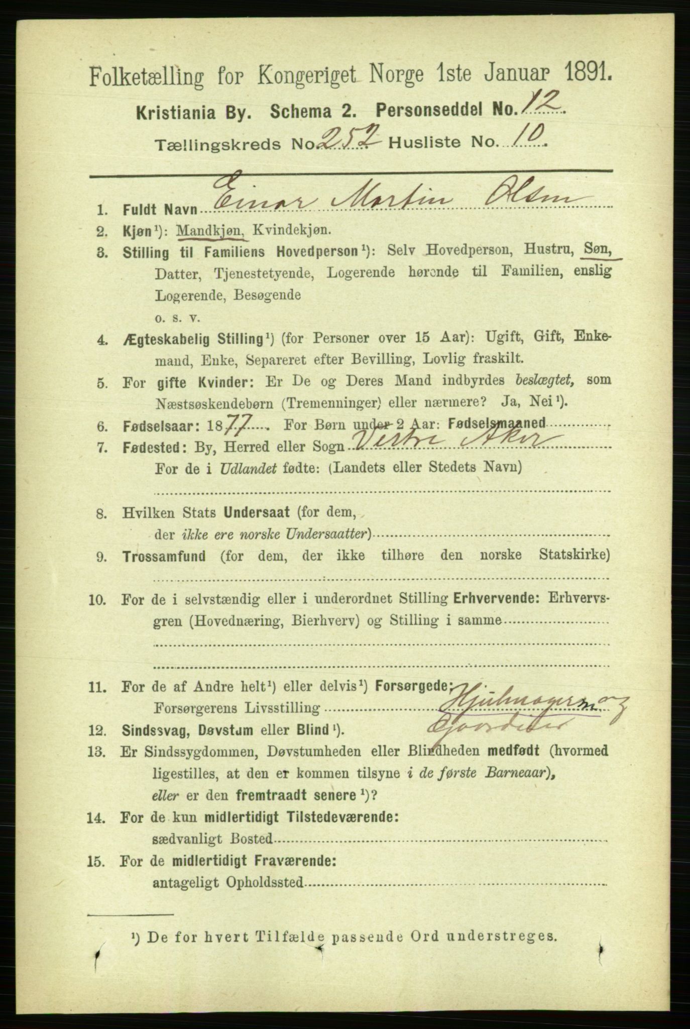 RA, 1891 census for 0301 Kristiania, 1891, p. 153576