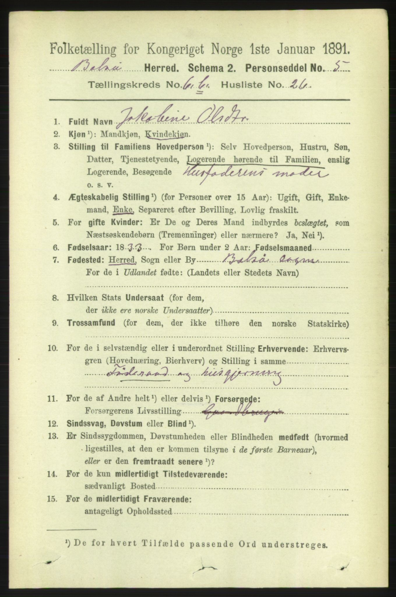 RA, 1891 census for 1544 Bolsøy, 1891, p. 4118