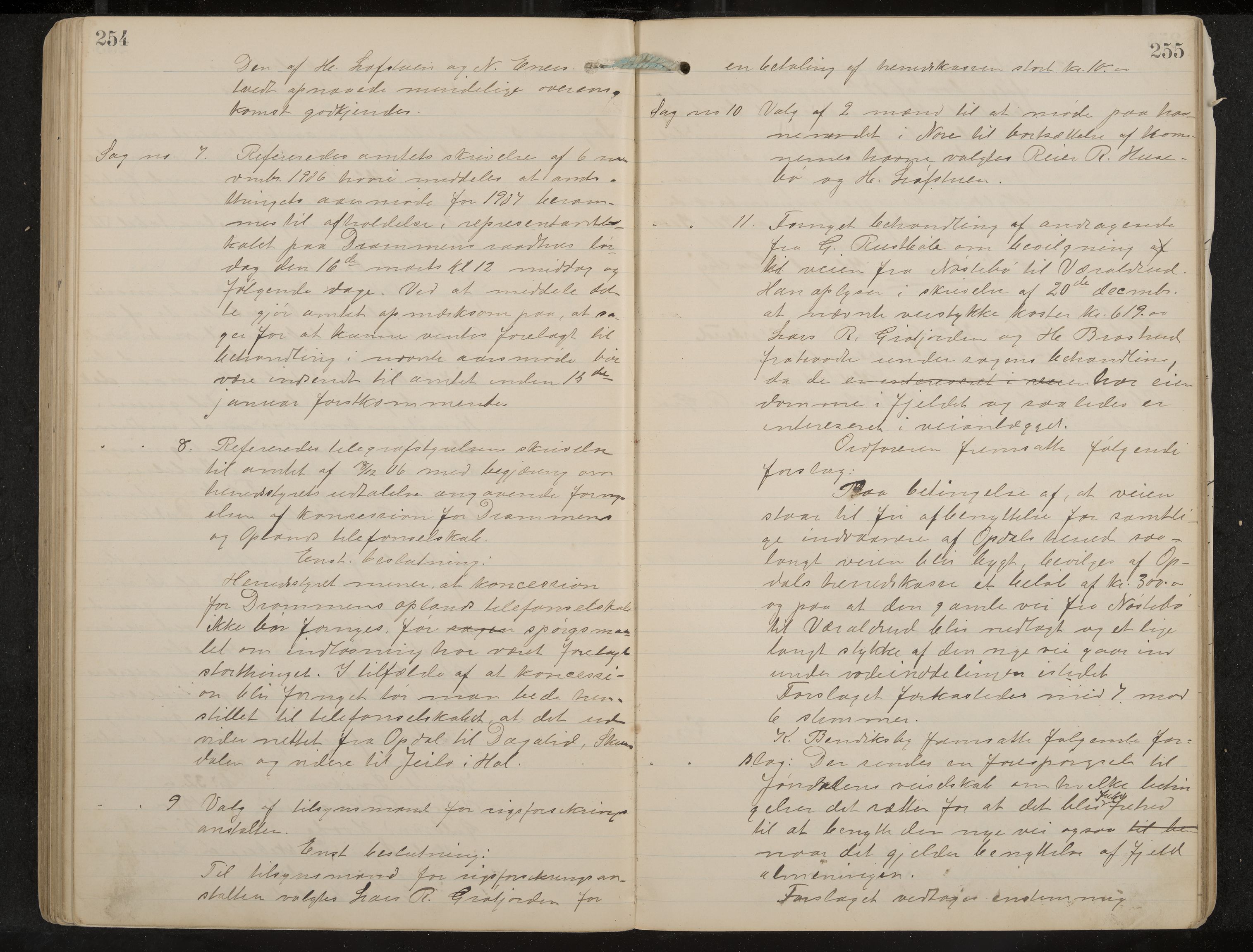 Uvdal formannskap og sentraladministrasjon, IKAK/0634021/A/Aa/L0001: Møtebok, 1901-1909, p. 254-255