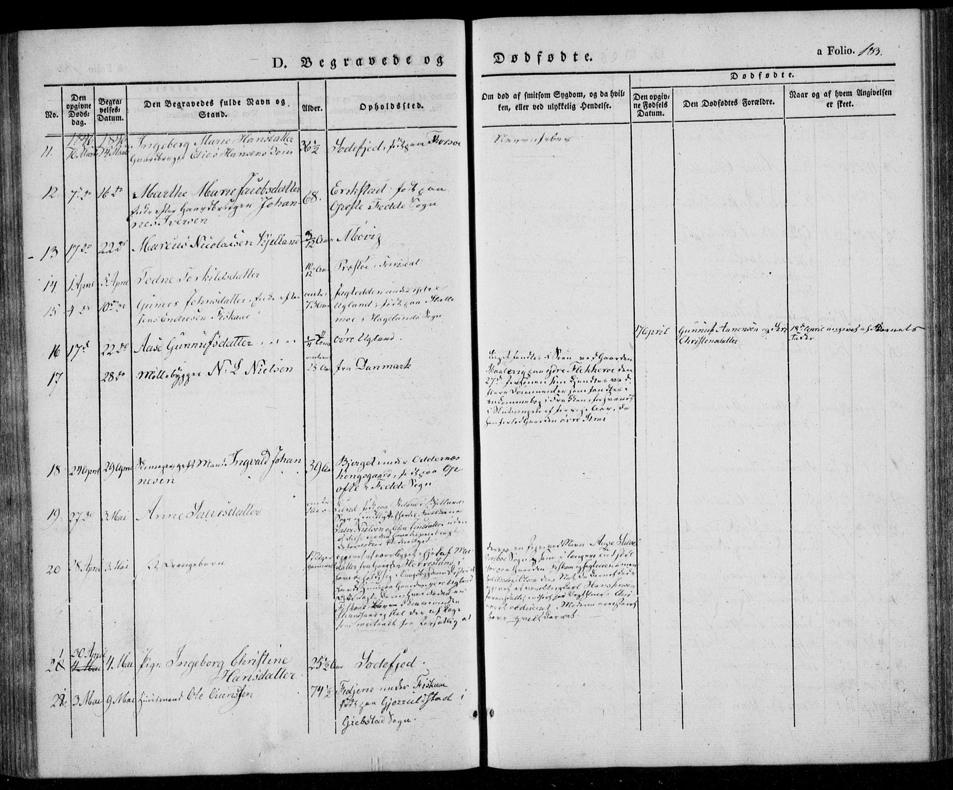 Oddernes sokneprestkontor, AV/SAK-1111-0033/F/Fa/Faa/L0006: Parish register (official) no. A 6, 1838-1851, p. 183