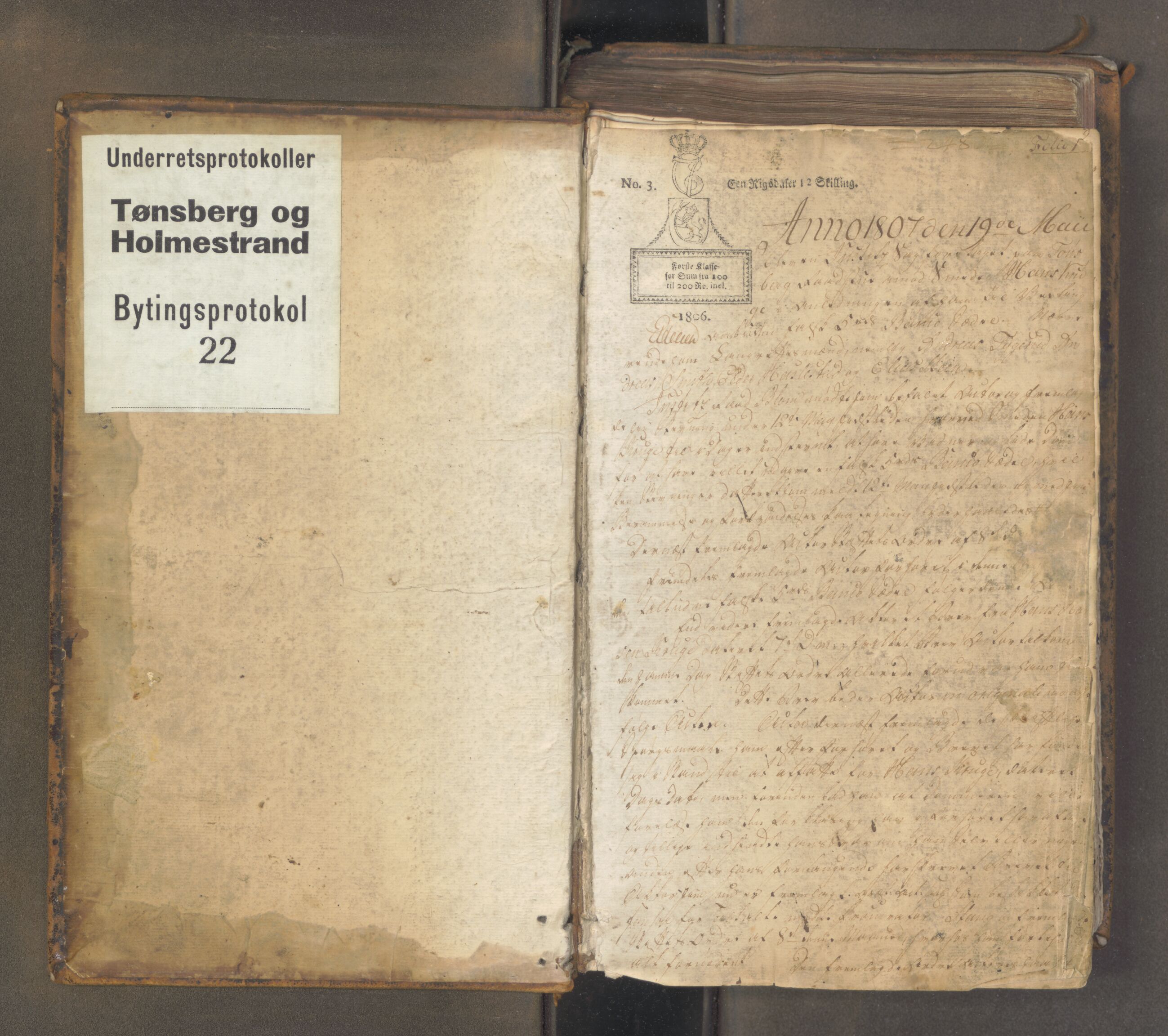 Tønsberg byfogd, AV/SAKO-A-224/F/Fa/L0022: Tingbok, 1807-1818, p. 1a