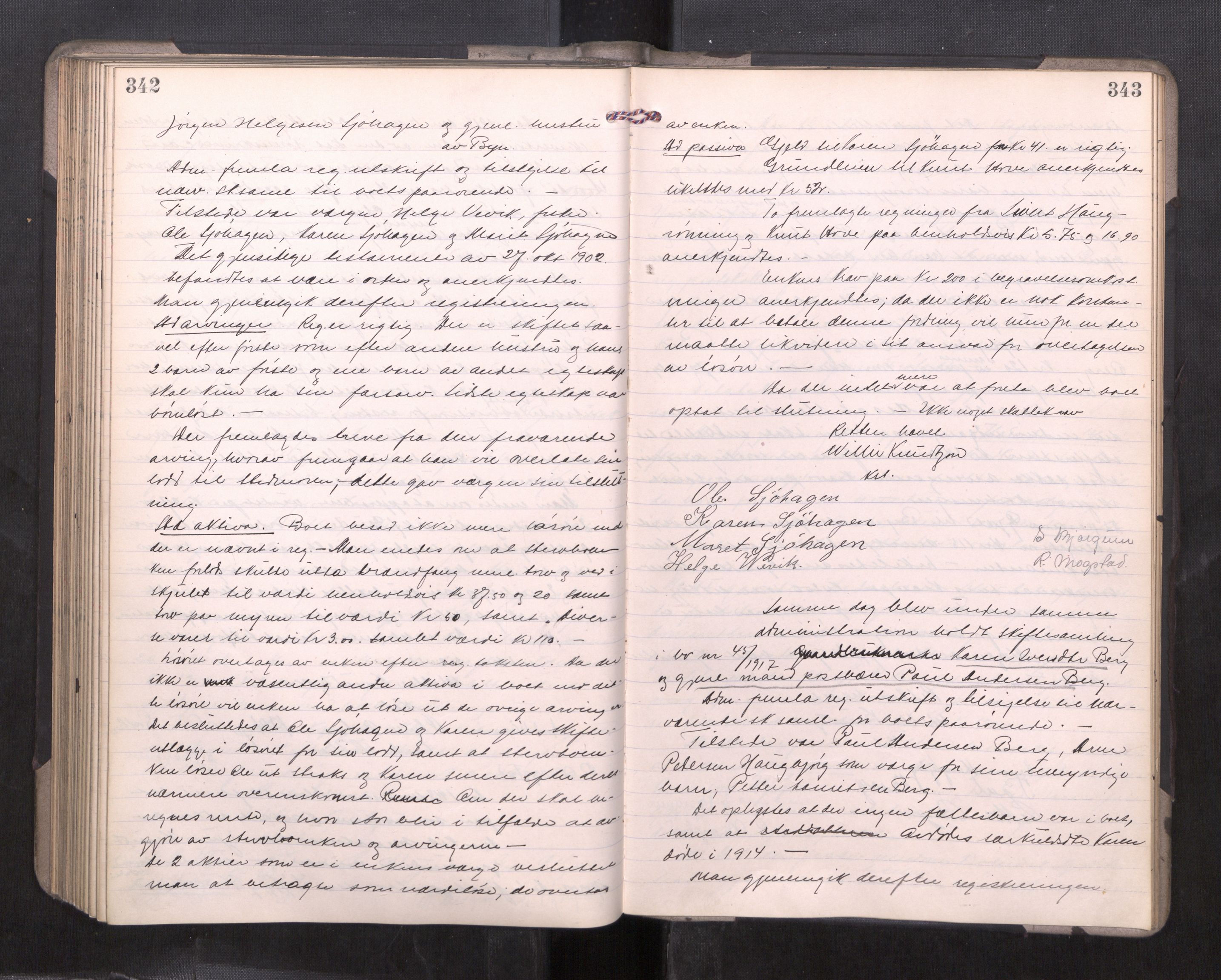 Strinda og Selbu sorenskriveri, AV/SAT-A-0015/3/3B/L0012: Skifteforhandlingsprot. 12, 1915-1919, p. 342-343