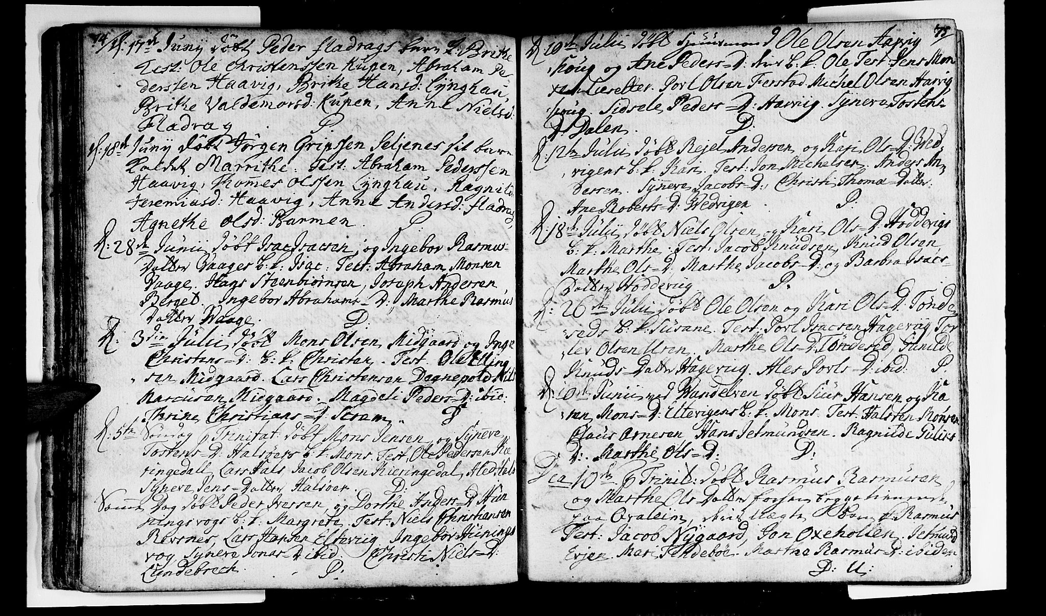 Selje sokneprestembete, AV/SAB-A-99938/H/Ha/Haa/Haaa: Parish register (official) no. A 4, 1743-1759, p. 74-75