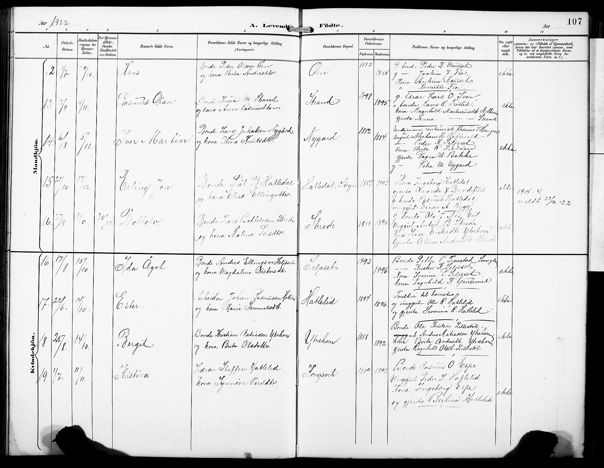 Hornindal sokneprestembete, SAB/A-82401/H/Hab: Parish register (copy) no. A 2, 1894-1927, p. 107