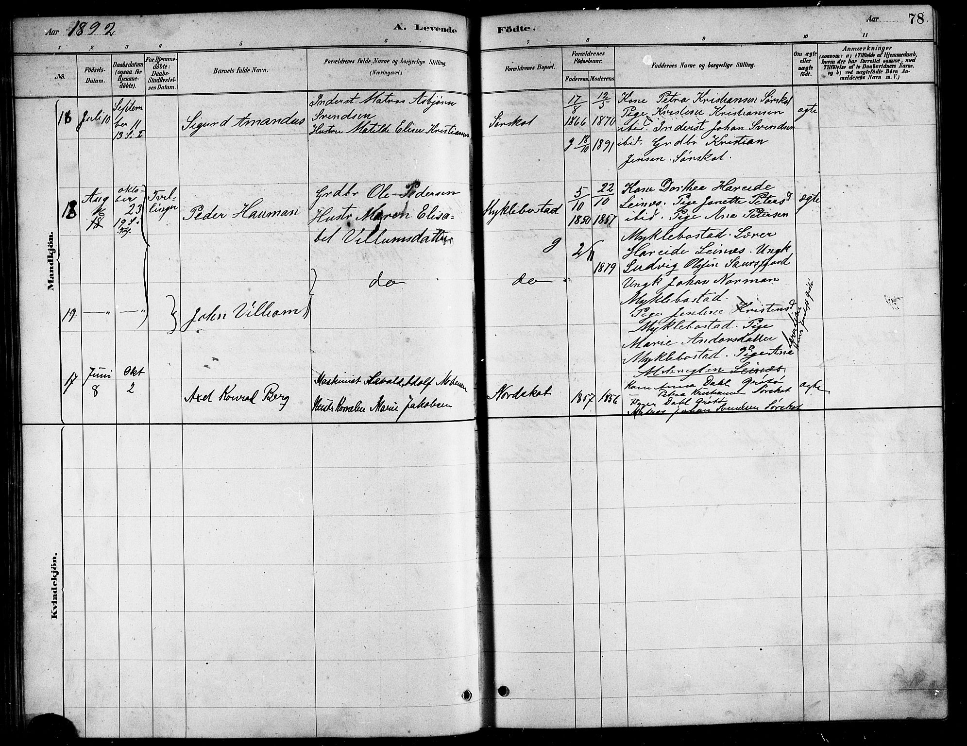 Ministerialprotokoller, klokkerbøker og fødselsregistre - Nordland, AV/SAT-A-1459/857/L0828: Parish register (copy) no. 857C03, 1879-1908, p. 78