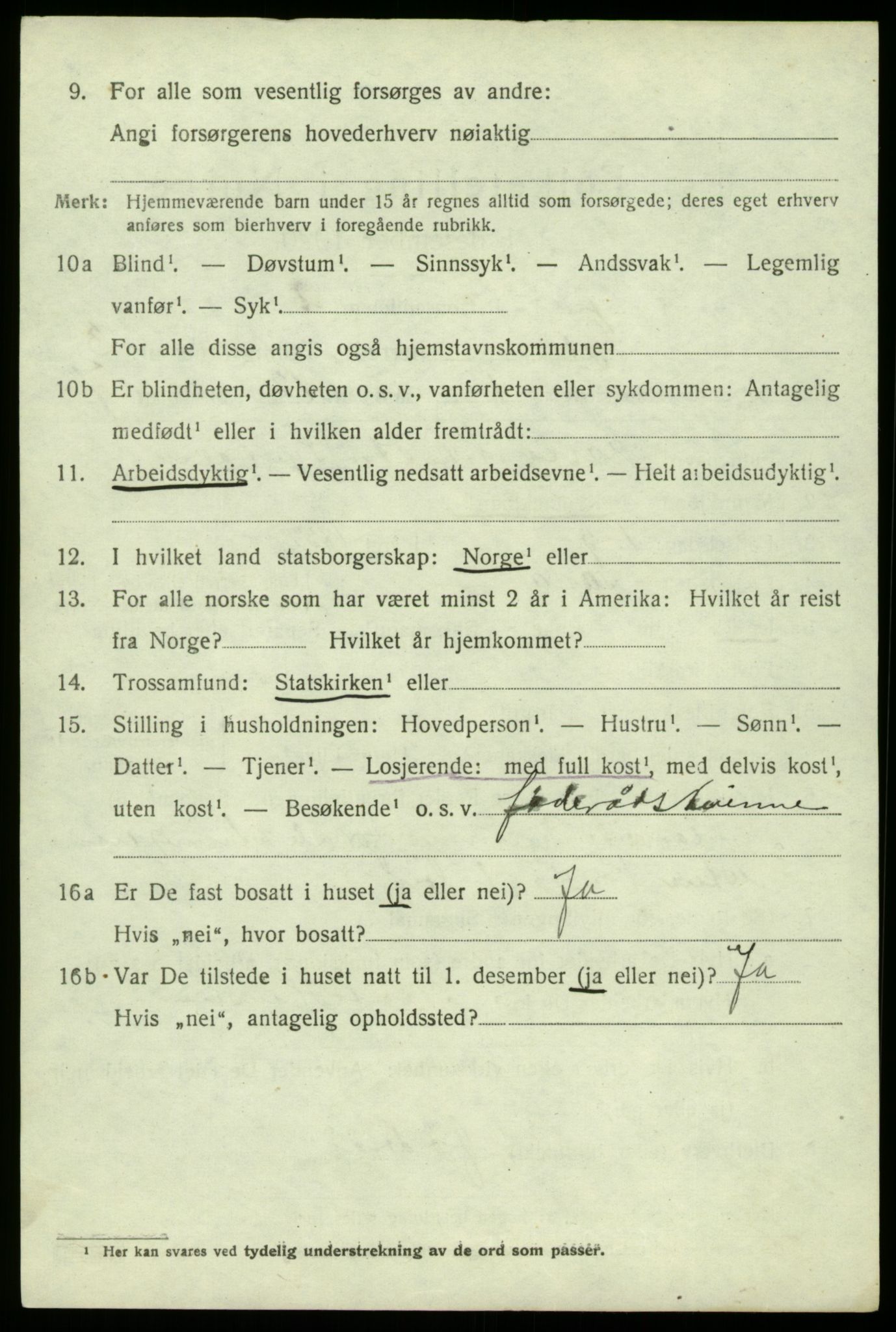 SAB, 1920 census for Fjell, 1920, p. 2961