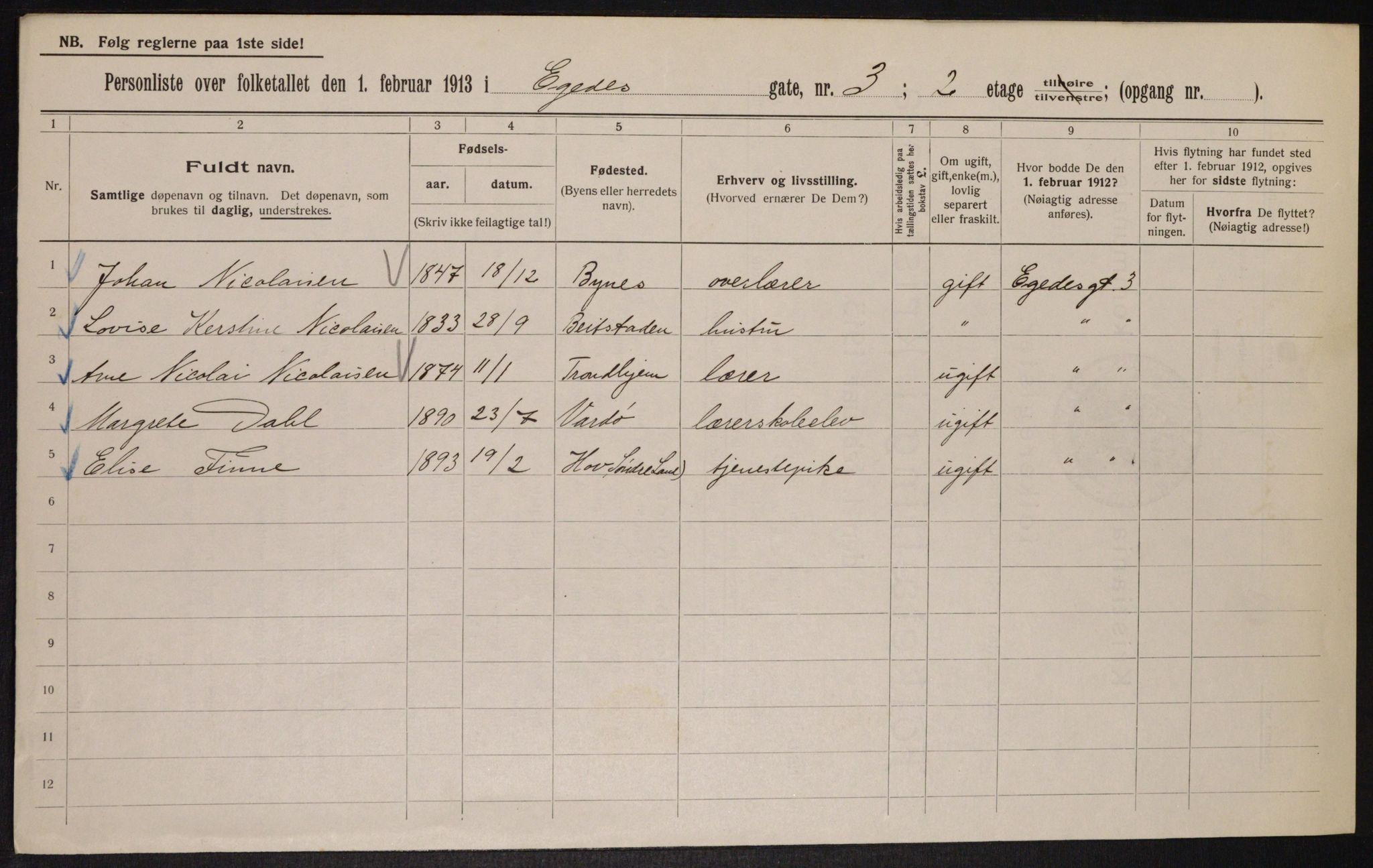 OBA, Municipal Census 1913 for Kristiania, 1913, p. 18822