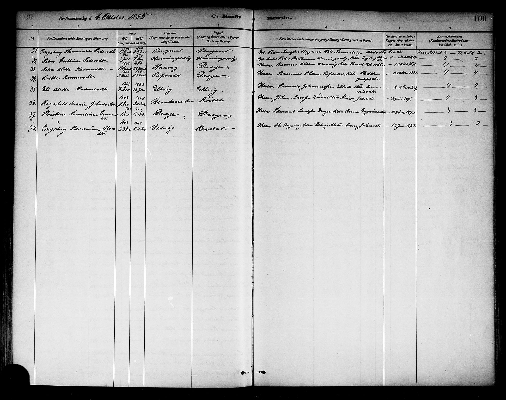 Selje sokneprestembete, AV/SAB-A-99938/H/Ha/Haa/Haab: Parish register (official) no. B 1, 1881-1890, p. 100