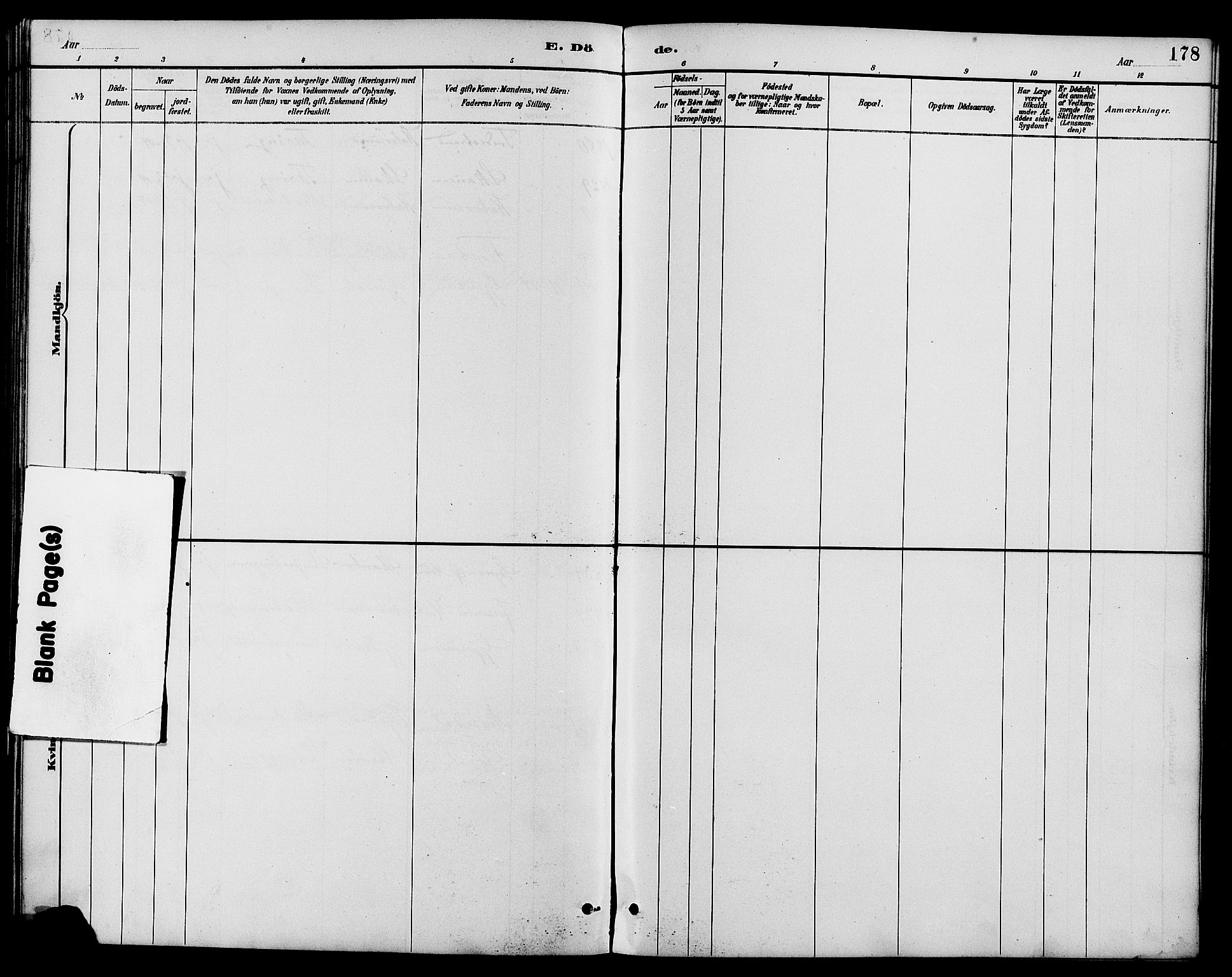 Dypvåg sokneprestkontor, SAK/1111-0007/F/Fb/Fbb/L0004: Parish register (copy) no. B 4, 1887-1905, p. 178