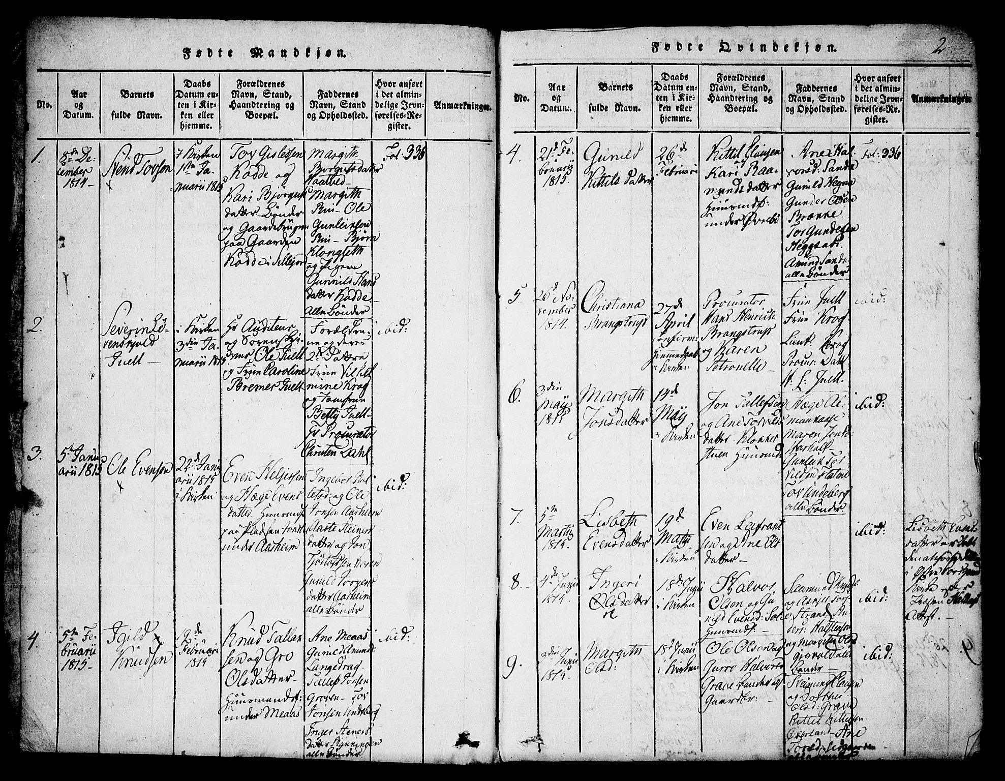 Seljord kirkebøker, AV/SAKO-A-20/F/Fa/L0010: Parish register (official) no. I 10, 1815-1831, p. 2