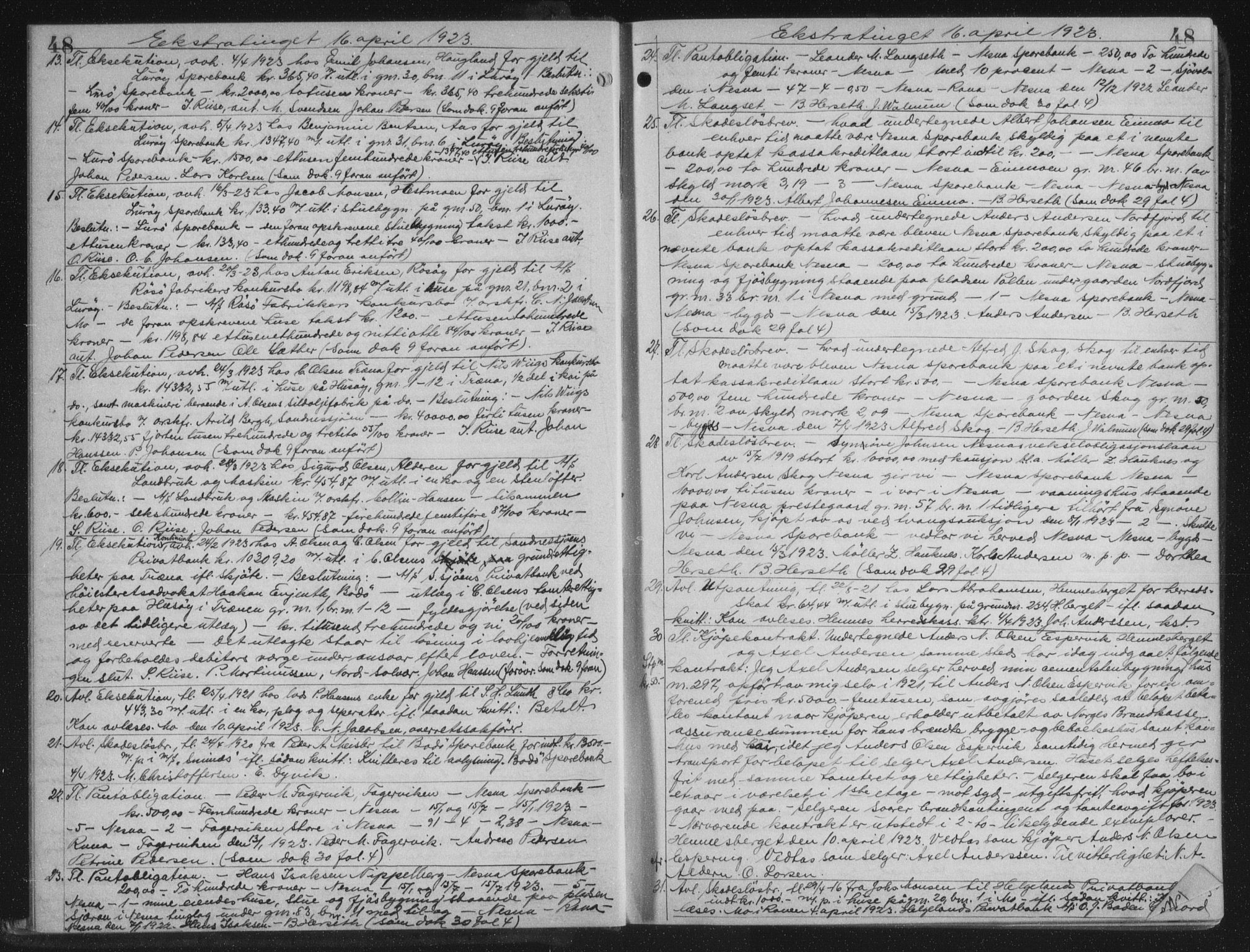 Rana sorenskriveri , AV/SAT-A-1108/1/2/2C/L0018: Mortgage book no. 18, 1923-1928, p. 48, Deed date: 16.04.1923