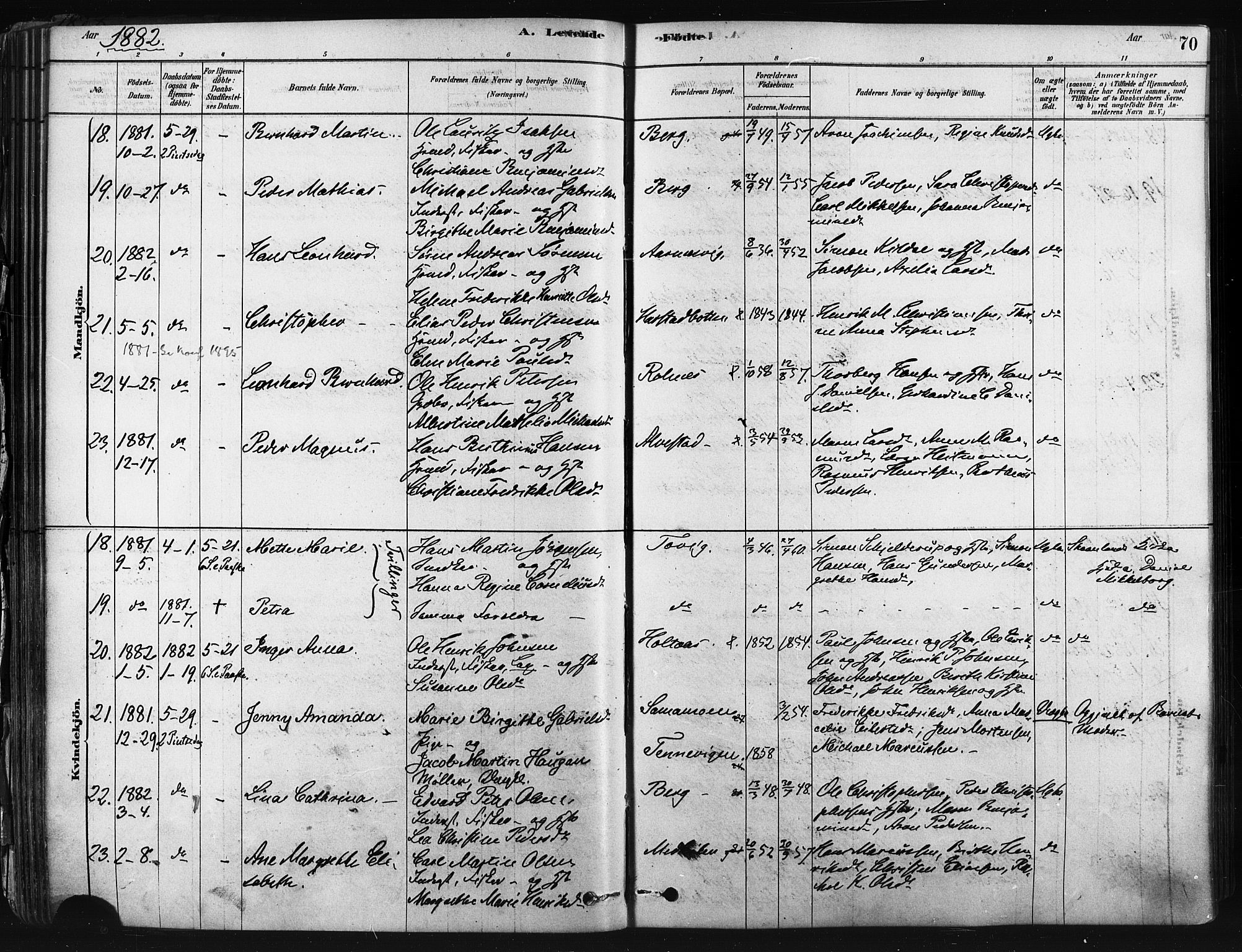 Trondenes sokneprestkontor, SATØ/S-1319/H/Ha/L0014kirke: Parish register (official) no. 14, 1878-1889, p. 70