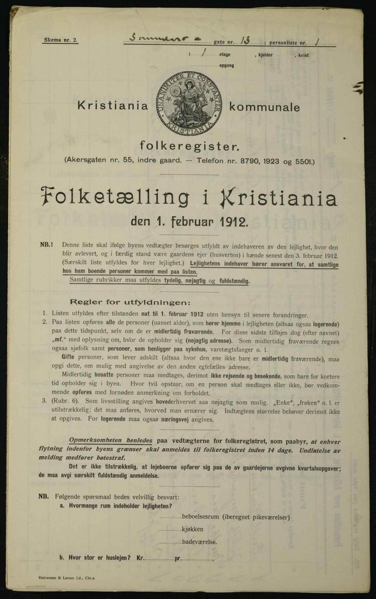 OBA, Municipal Census 1912 for Kristiania, 1912, p. 100050