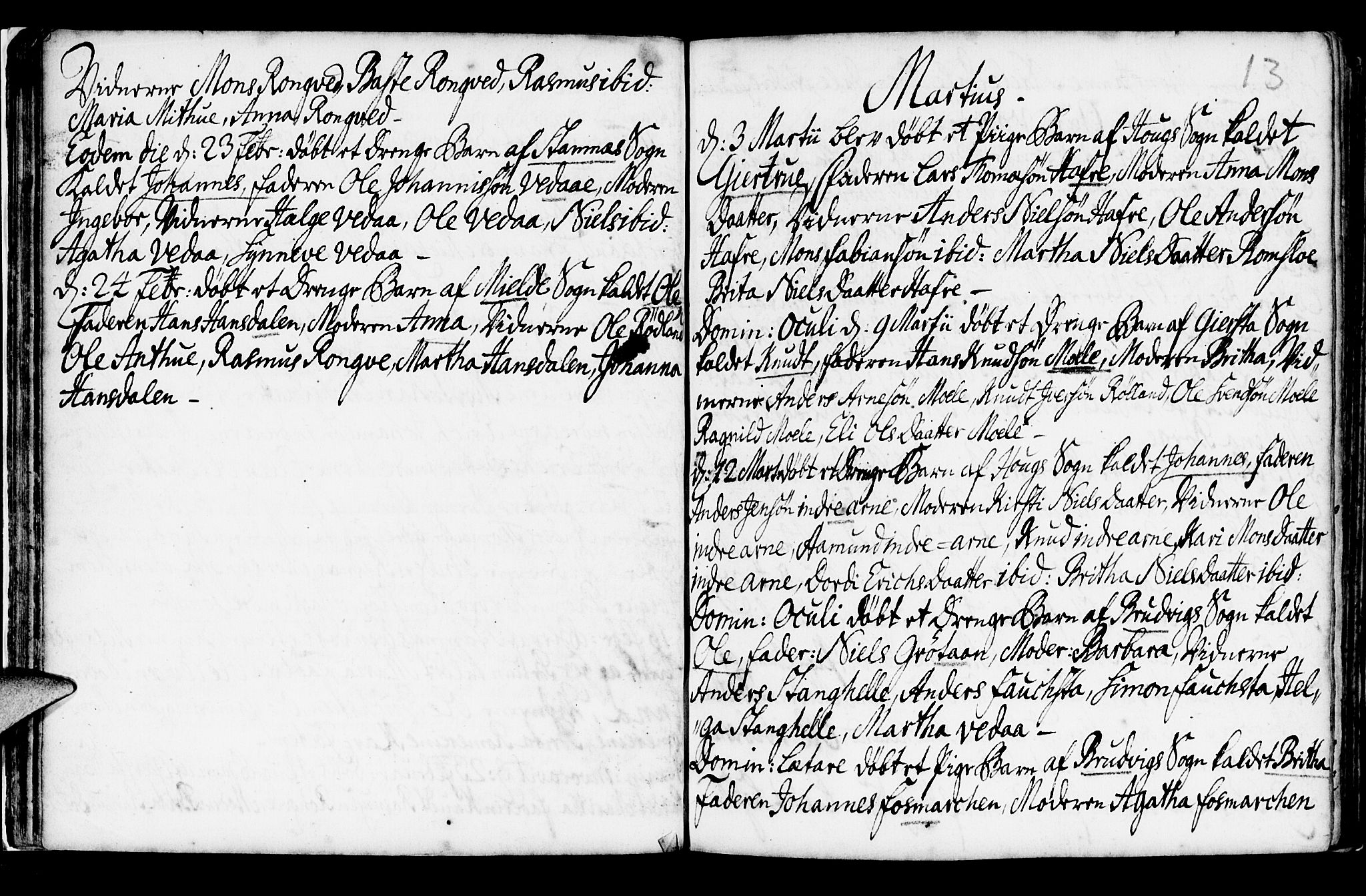 Haus sokneprestembete, AV/SAB-A-75601/H/Haa: Parish register (official) no. A 6, 1748-1758, p. 13