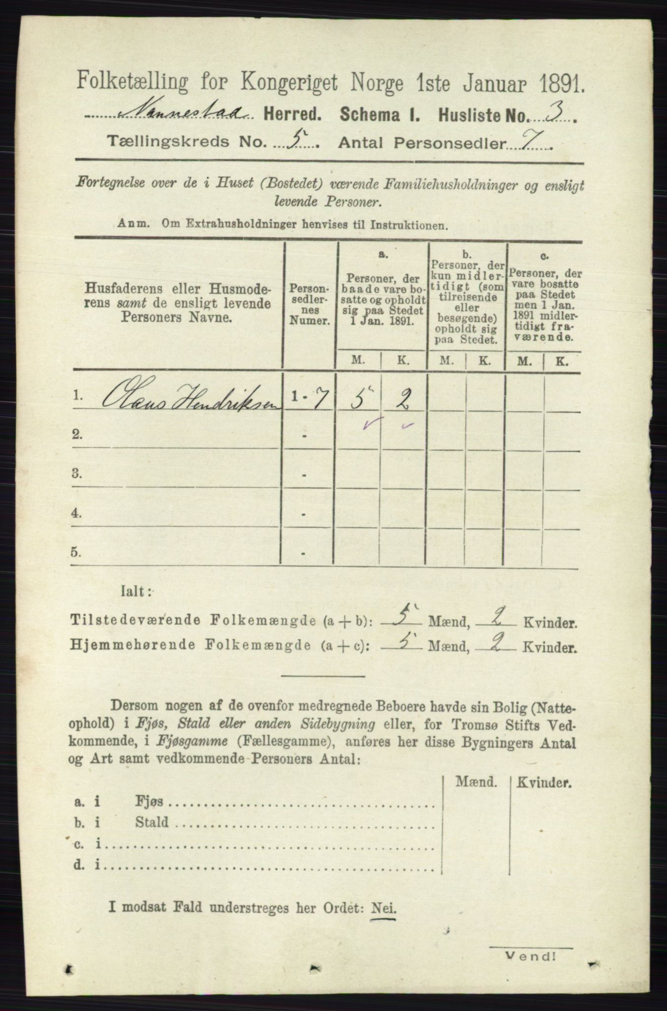 RA, 1891 census for 0238 Nannestad, 1891, p. 2524