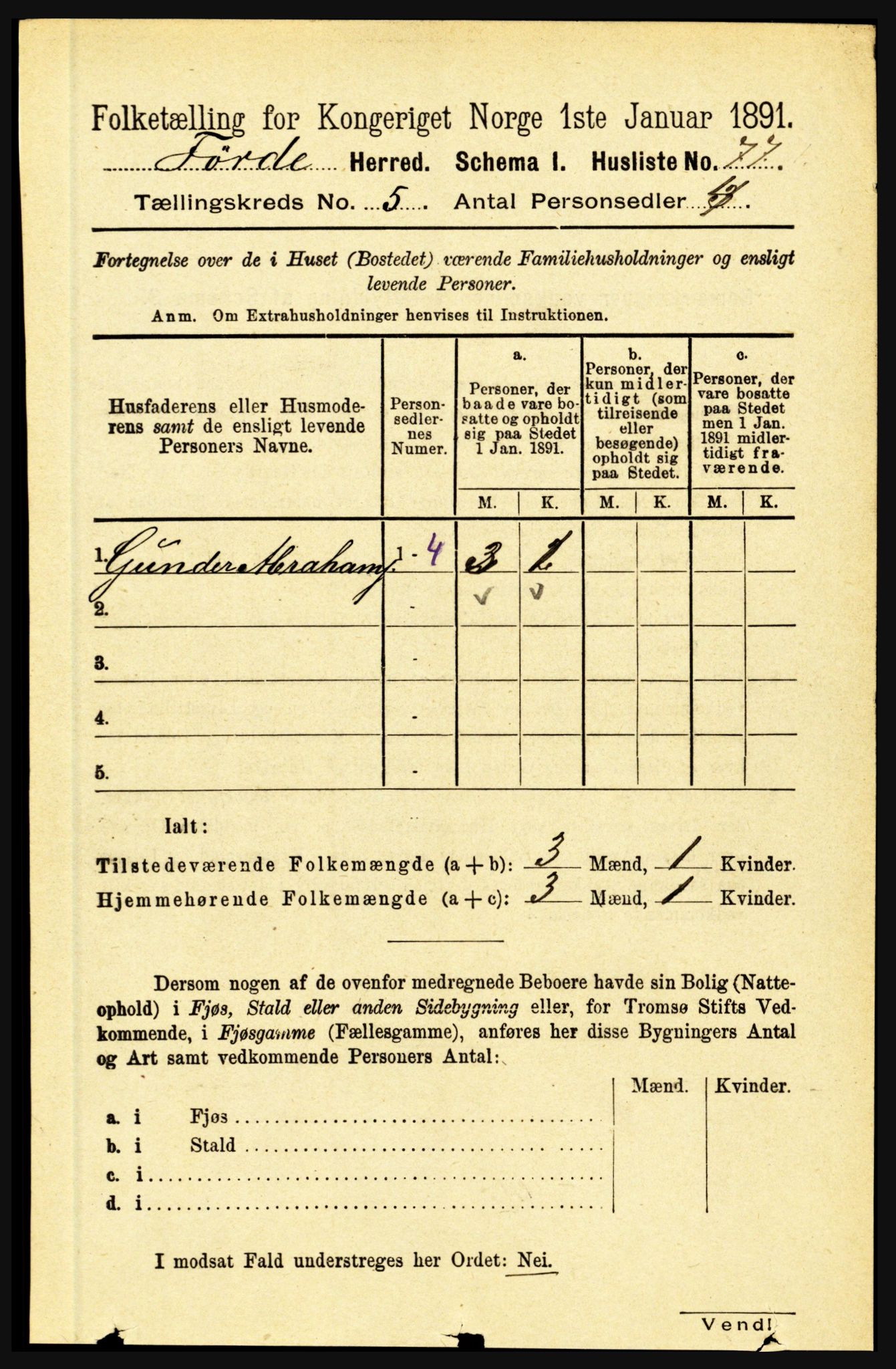 RA, 1891 census for 1432 Førde, 1891, p. 1430