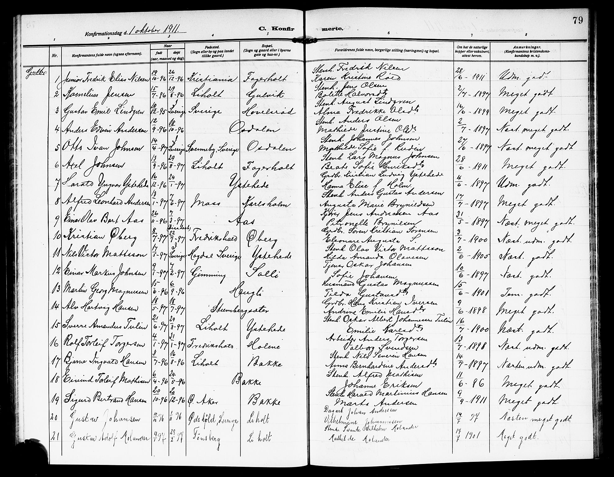 Idd prestekontor Kirkebøker, AV/SAO-A-10911/G/Gb/L0002: Parish register (copy) no. II 2, 1907-1913, p. 79