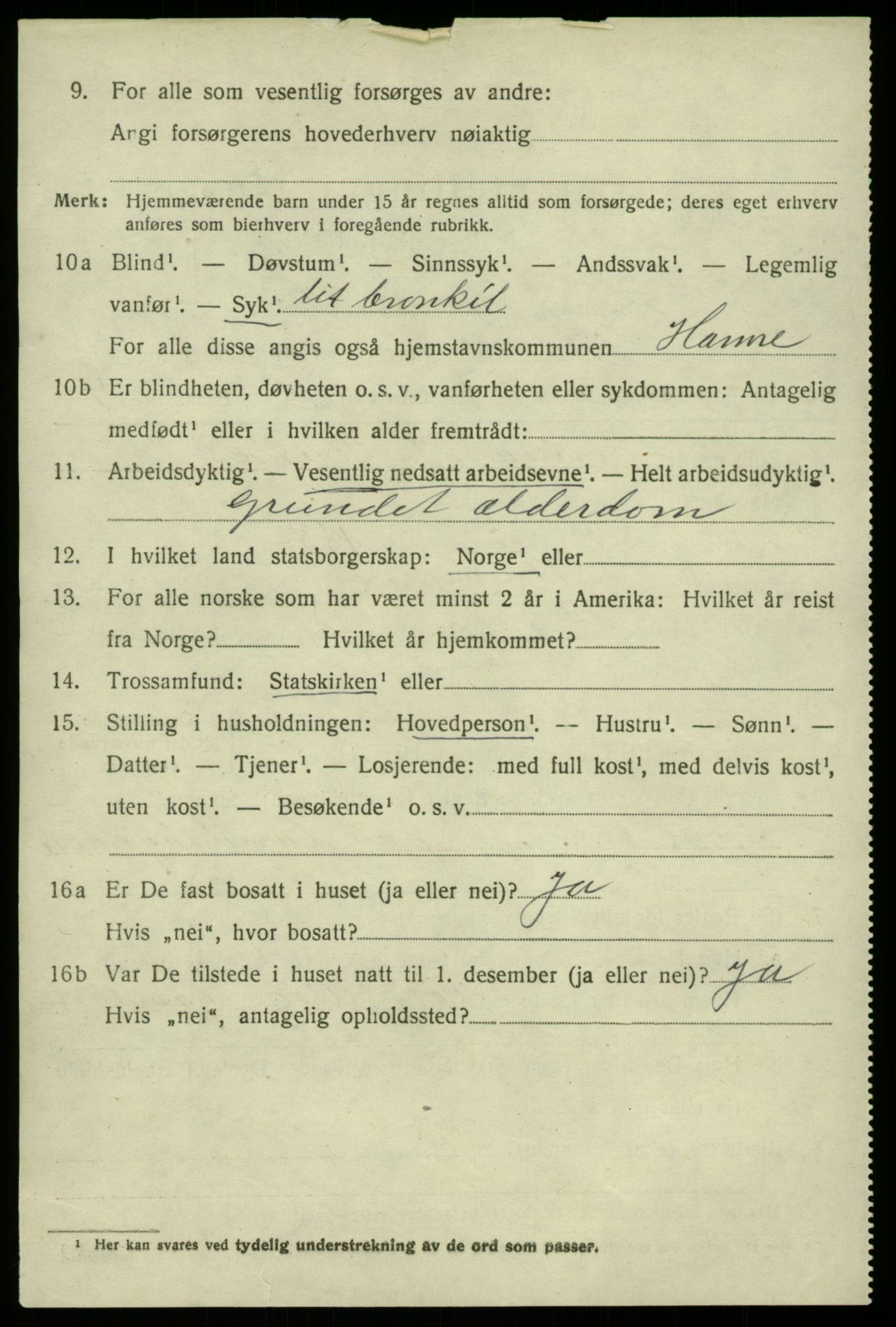 SAB, 1920 census for Hamre, 1920, p. 2338