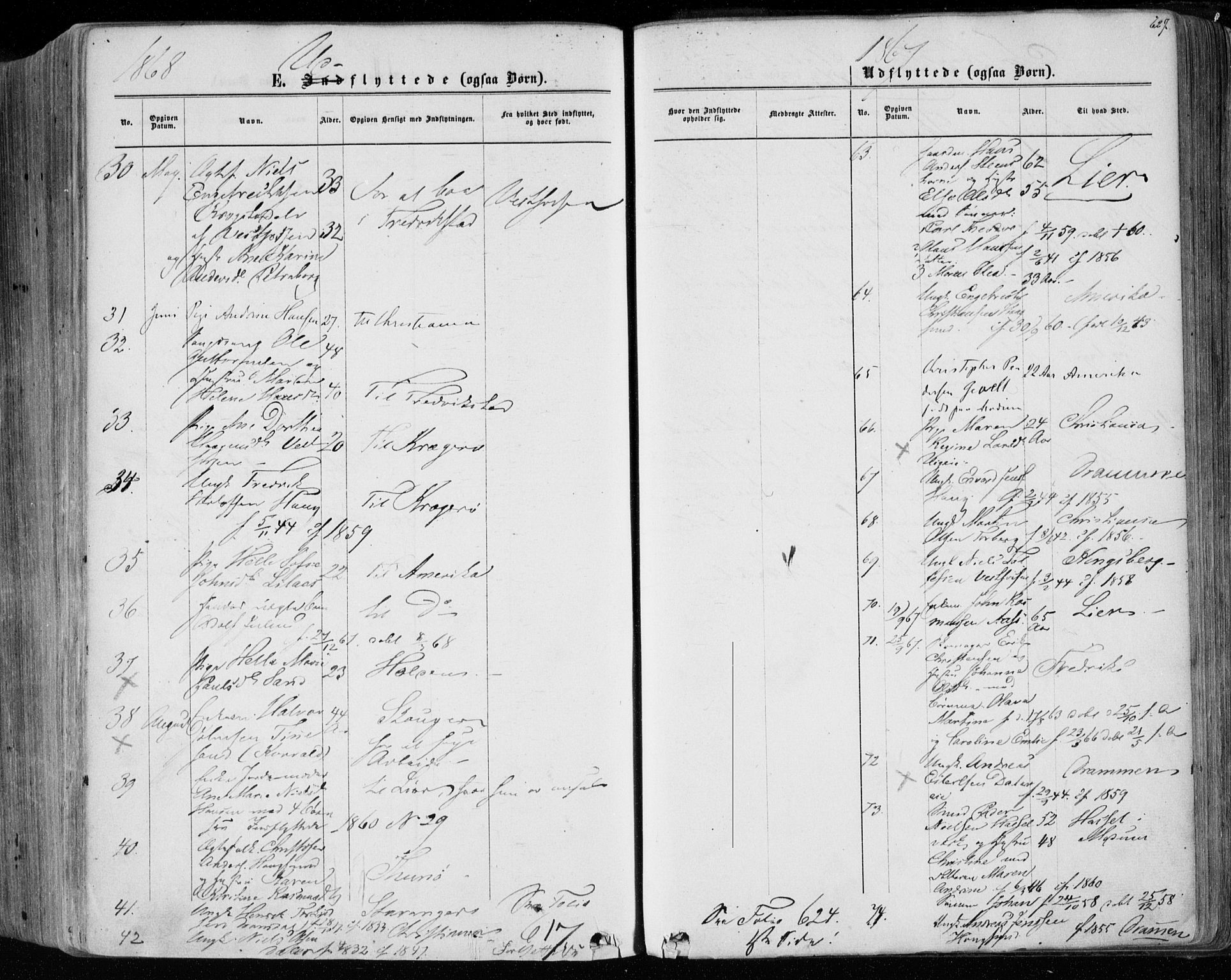 Eiker kirkebøker, AV/SAKO-A-4/F/Fa/L0016: Parish register (official) no. I 16, 1860-1868, p. 627